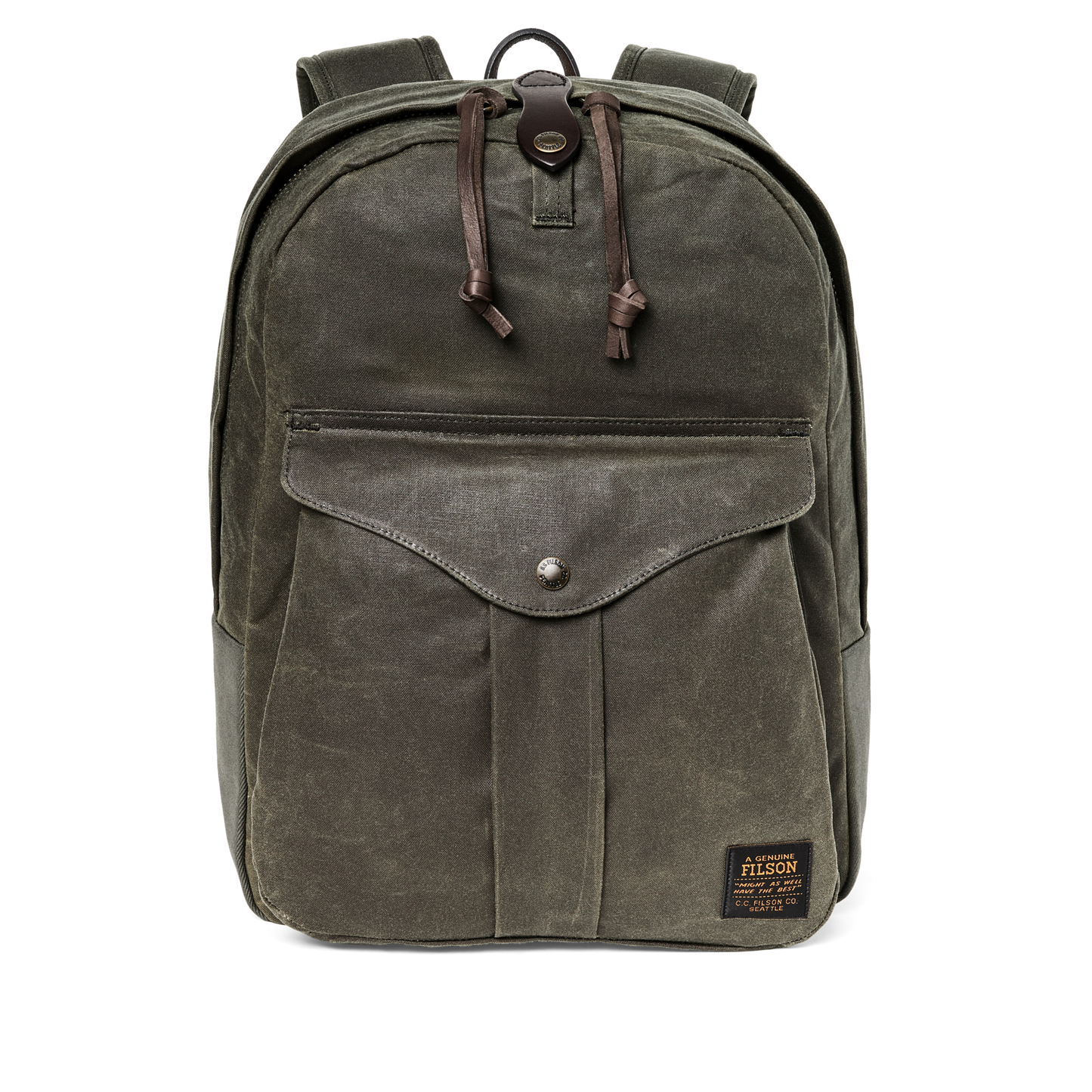 Front-facing image of the Filson Journeyman Backpack - Otter Green