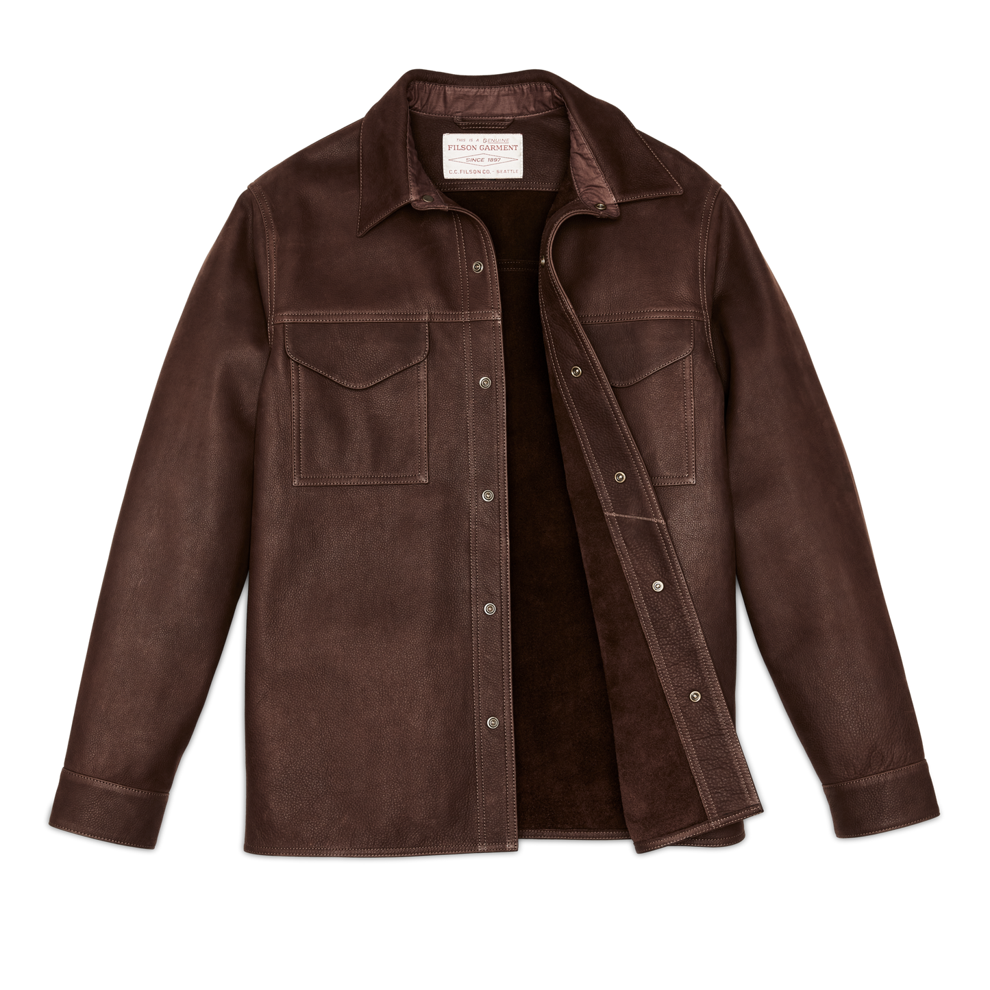 Alternate view of the Filson Full Grain Leather Jac-shirt - Brown