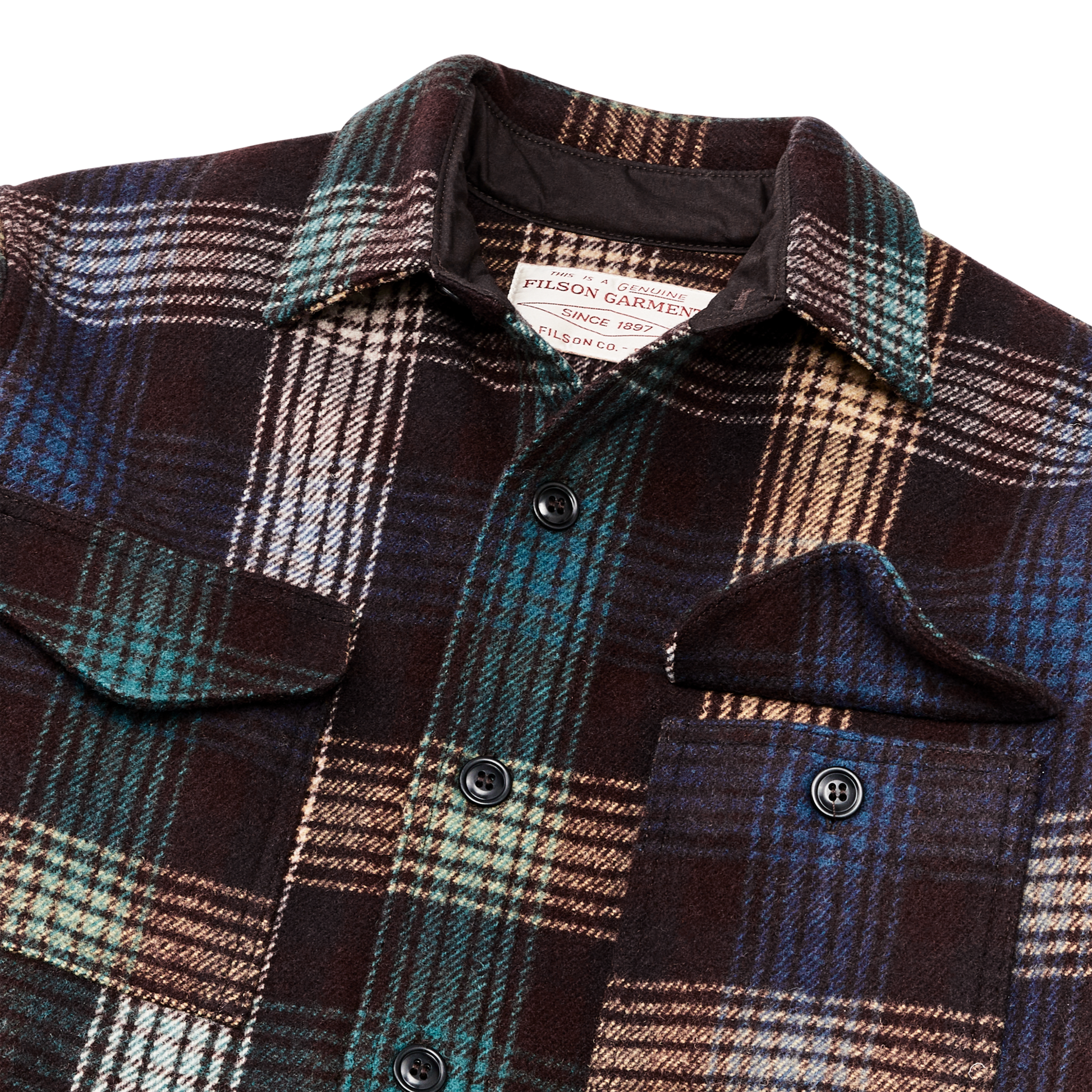 Alternate view of the Filson Mackinaw Wool Jac-shirt - Black Coffee Multi Plaid