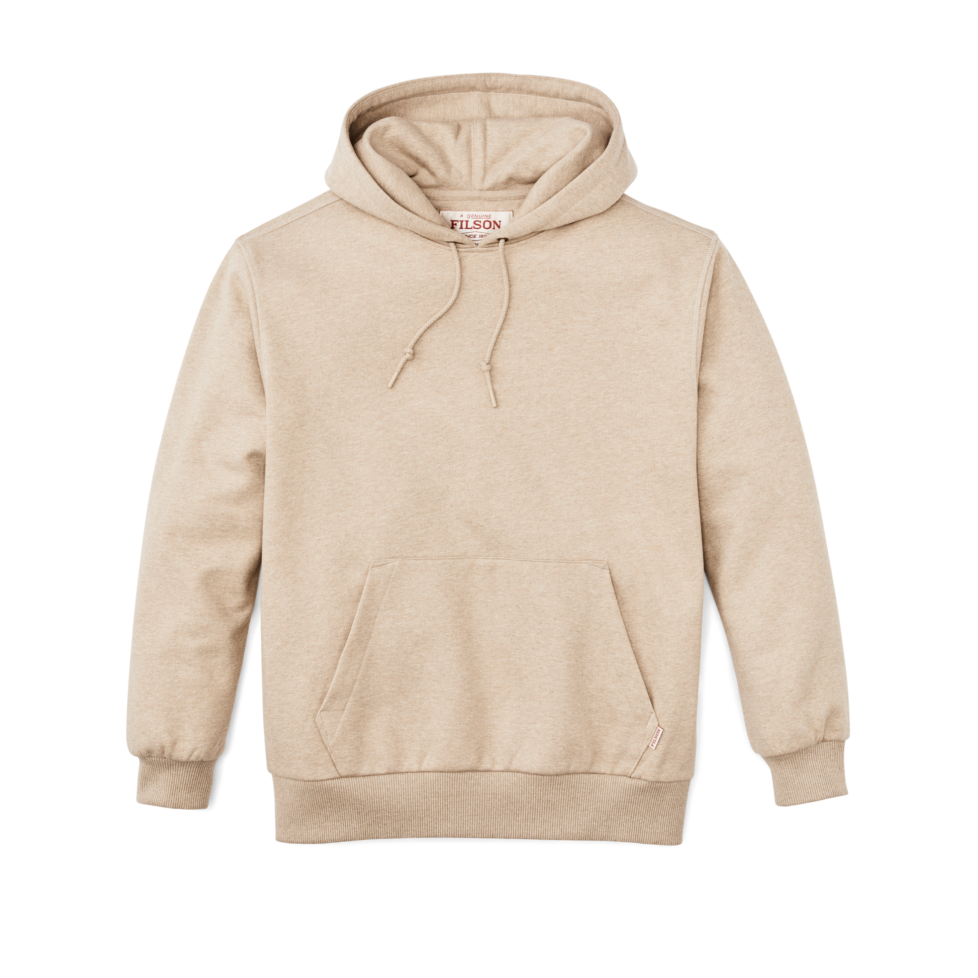 Front-facing image of the Filson Prospector Hoodie - Oatmeal Heather