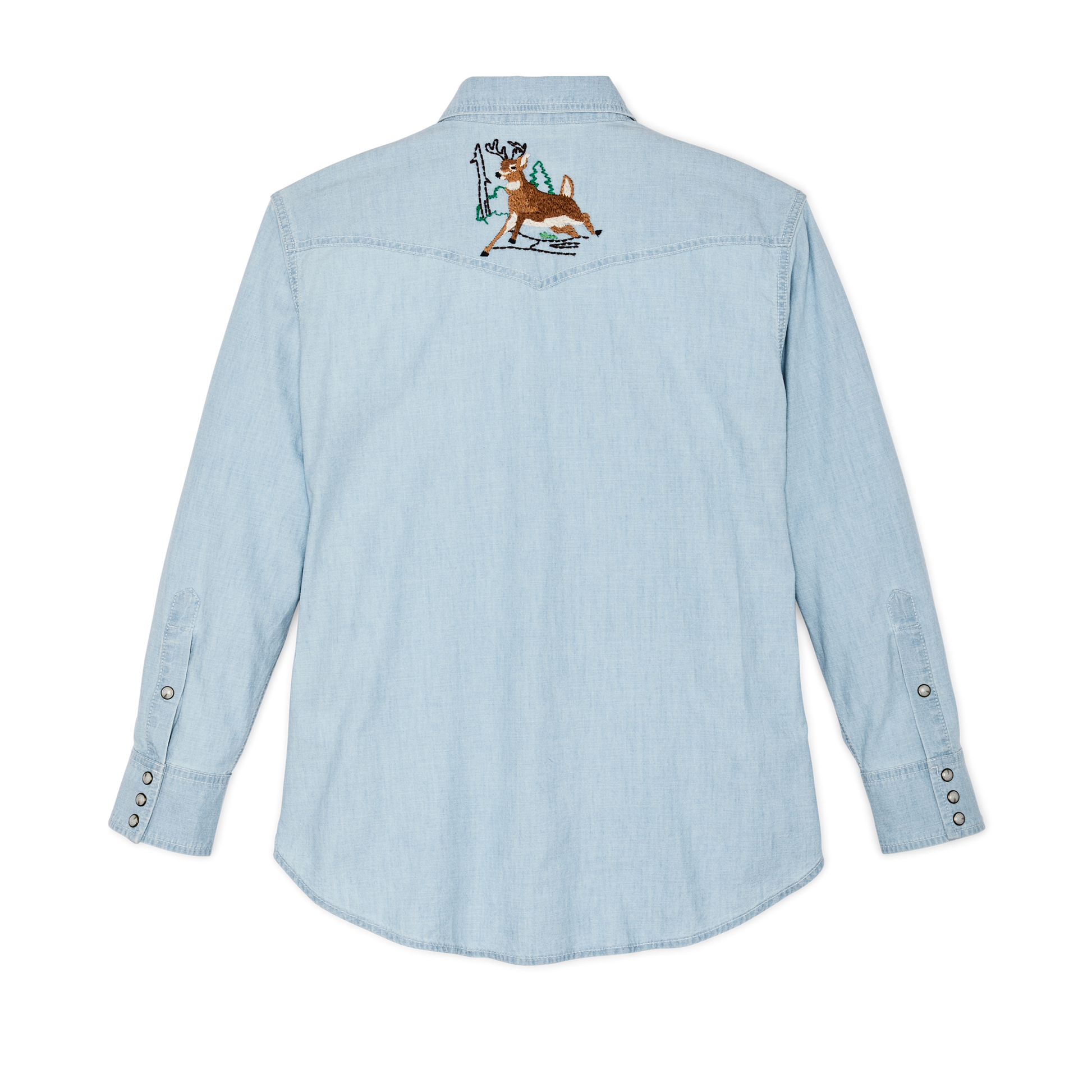 Alternate view of the Filson Women's Embroidered Western Shirt - Light Indigo Chambray