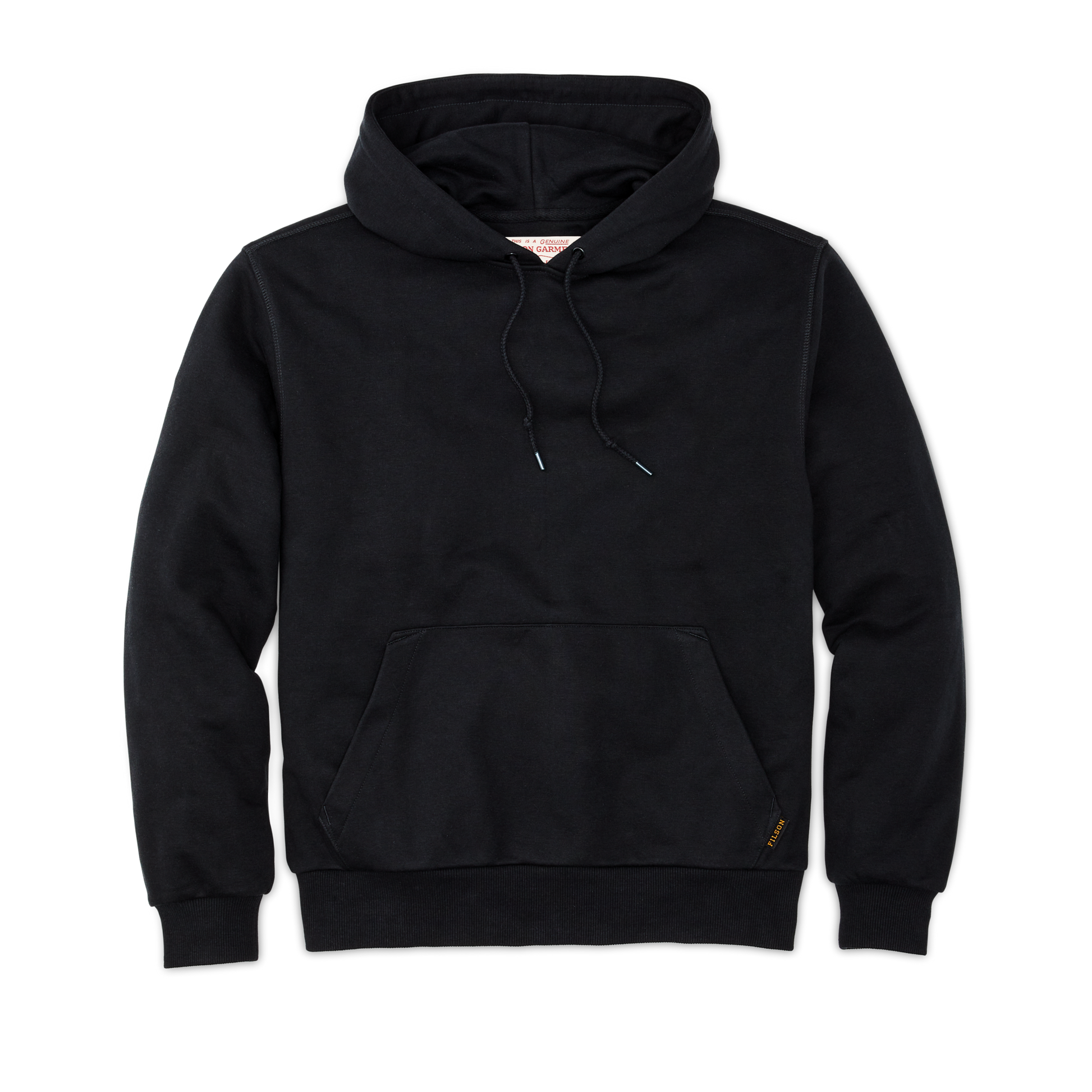 Front-facing image of the Filson Prospector Hoodie - Black