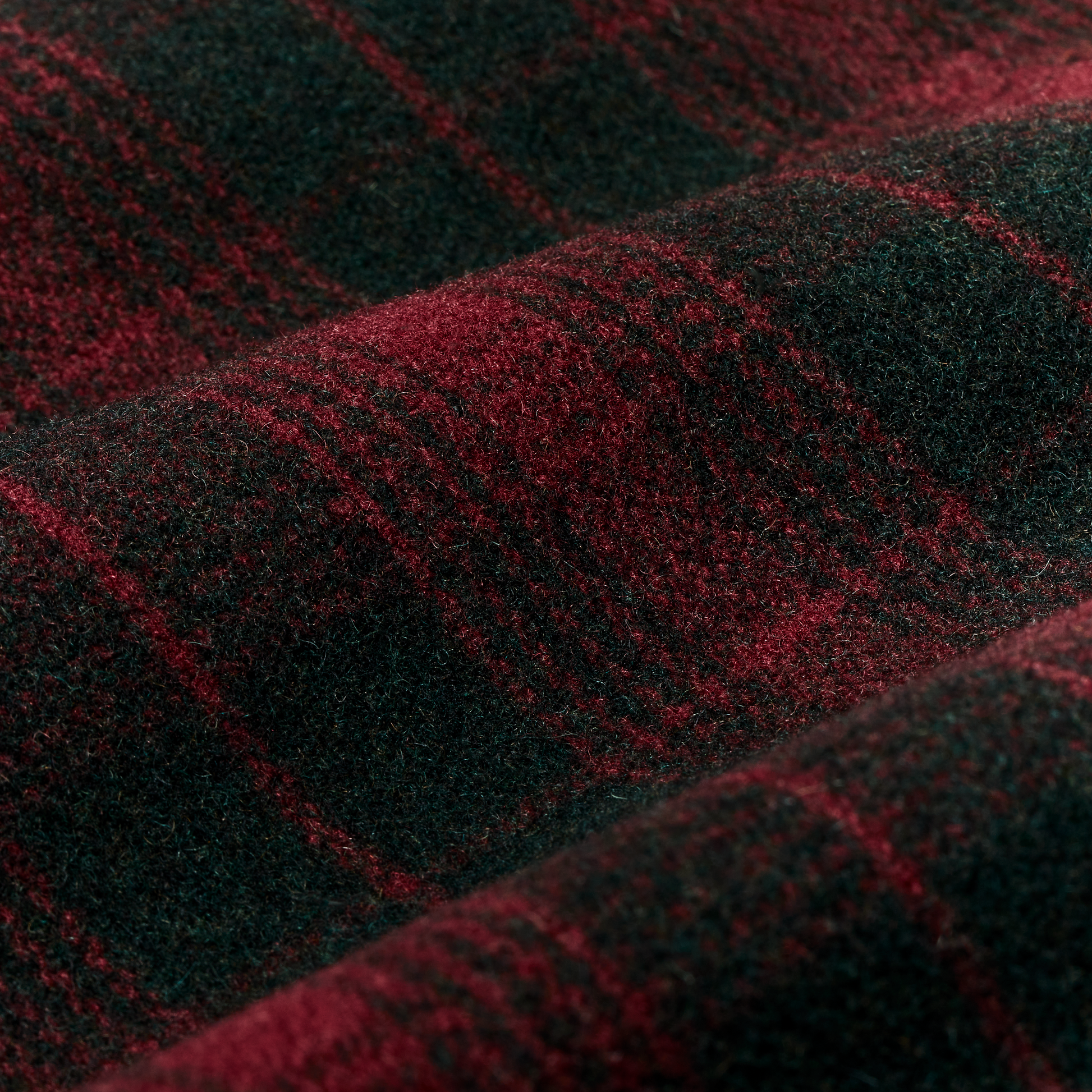 Alternate view of the Filson Lined Mackinaw Wool Packer Coat - Burgundy / Dark Olive Plaid