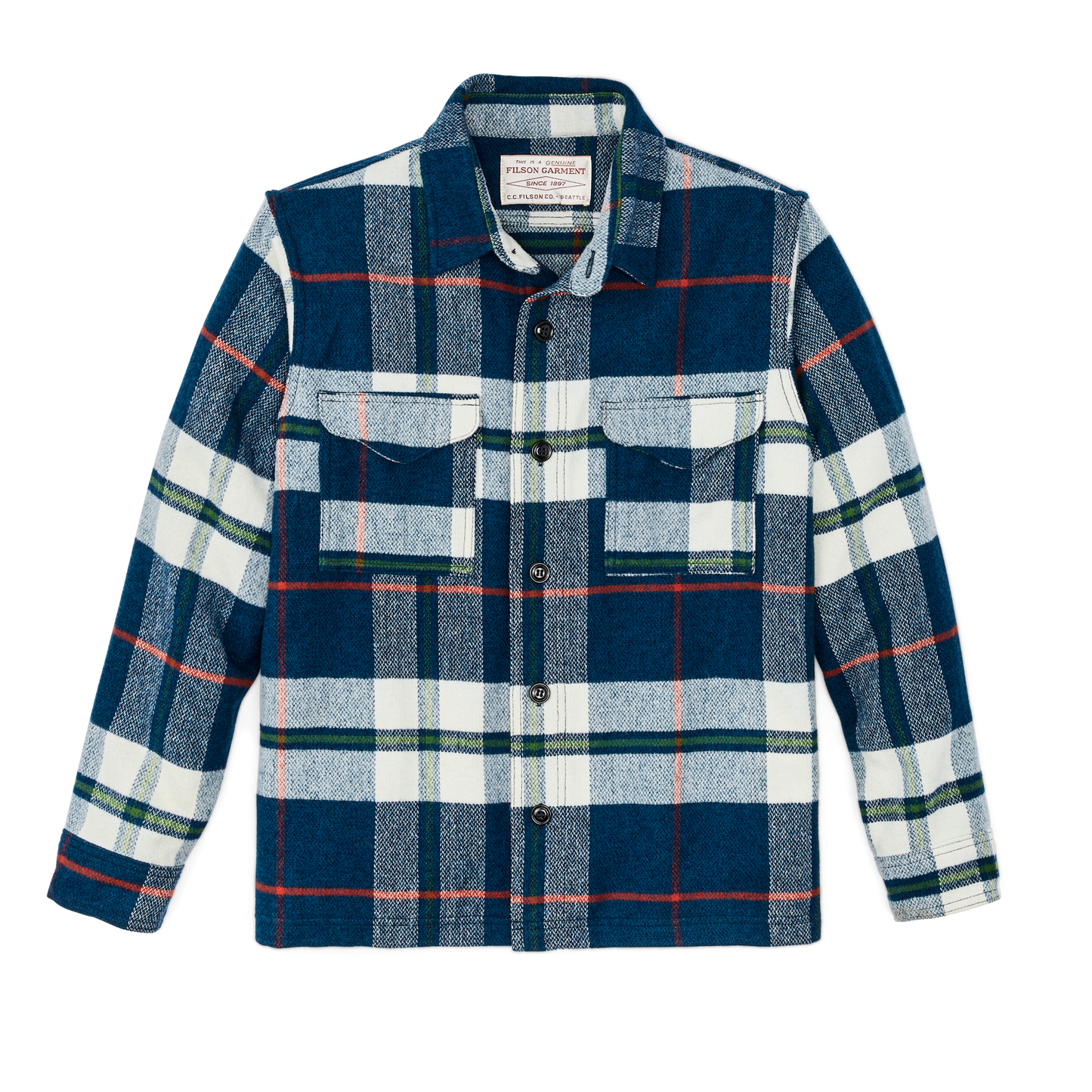 Alternate view of the Filson Wool Jac-shirt - Cobalt / White / Multi