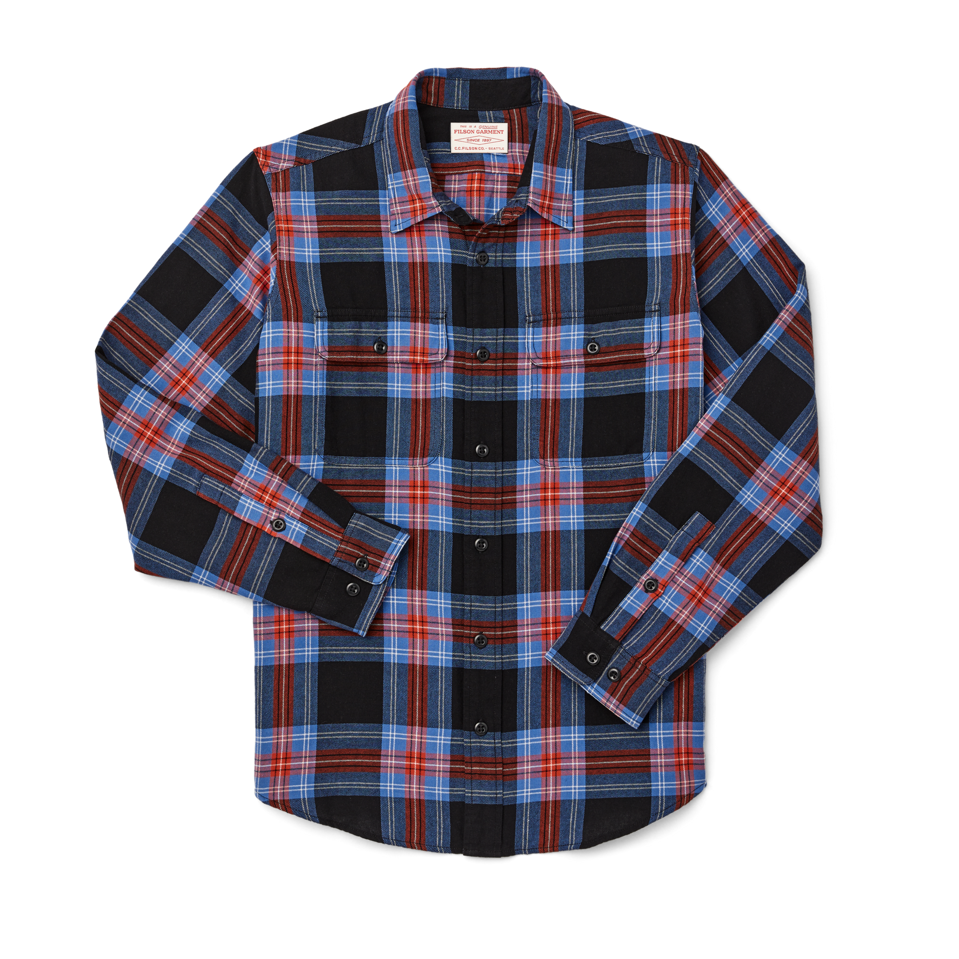 Front-facing image of the Filson Scout Shirt - Grouse Blue / Black