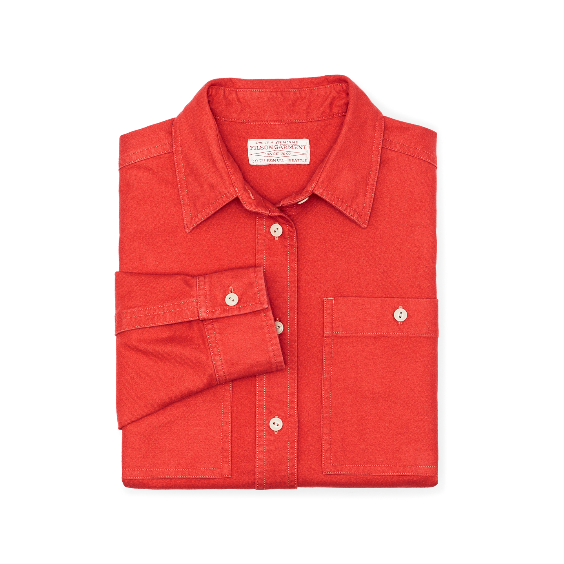 Alternate view of the Filson Women's Field Chamois Shirt - Scarlet Red