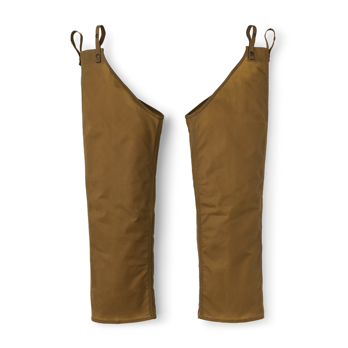 Front-facing image of the Filson Single Tin Cloth Chaps - Dark Tan