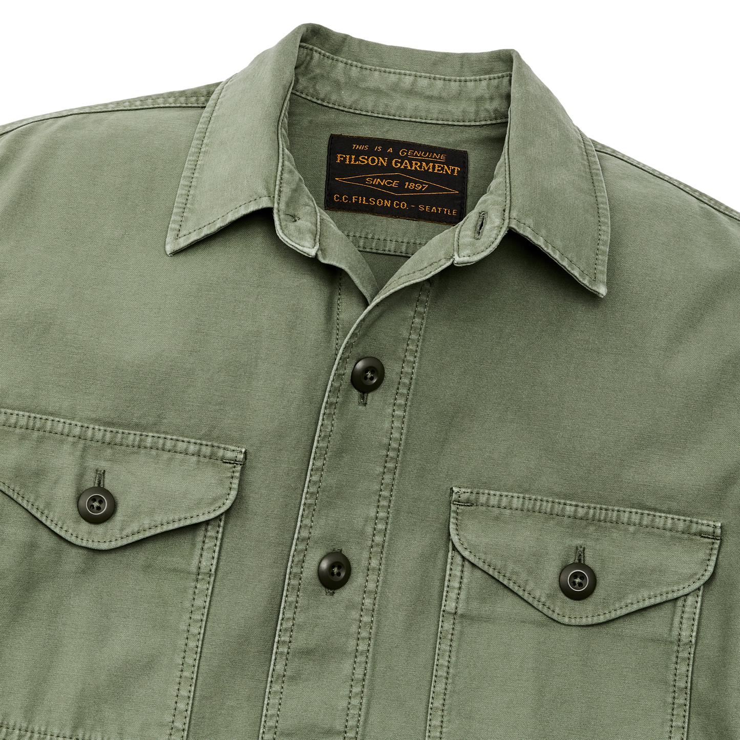 Alternate view of the Filson Field Jac-shirt - Washed Fatigue Green