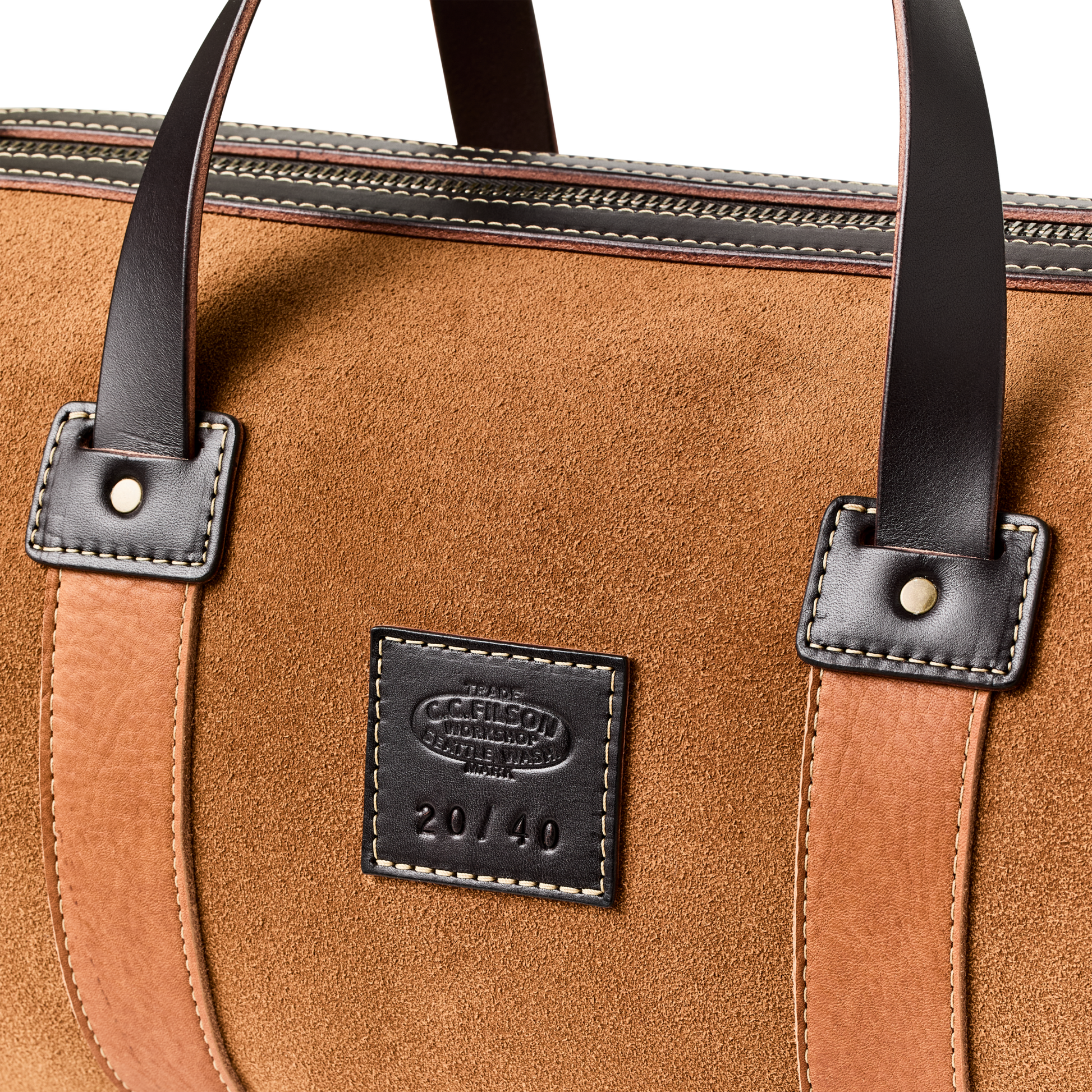 Alternate view of the Filson Filson Workshop Suede Duffle Bag - Saddle Brown