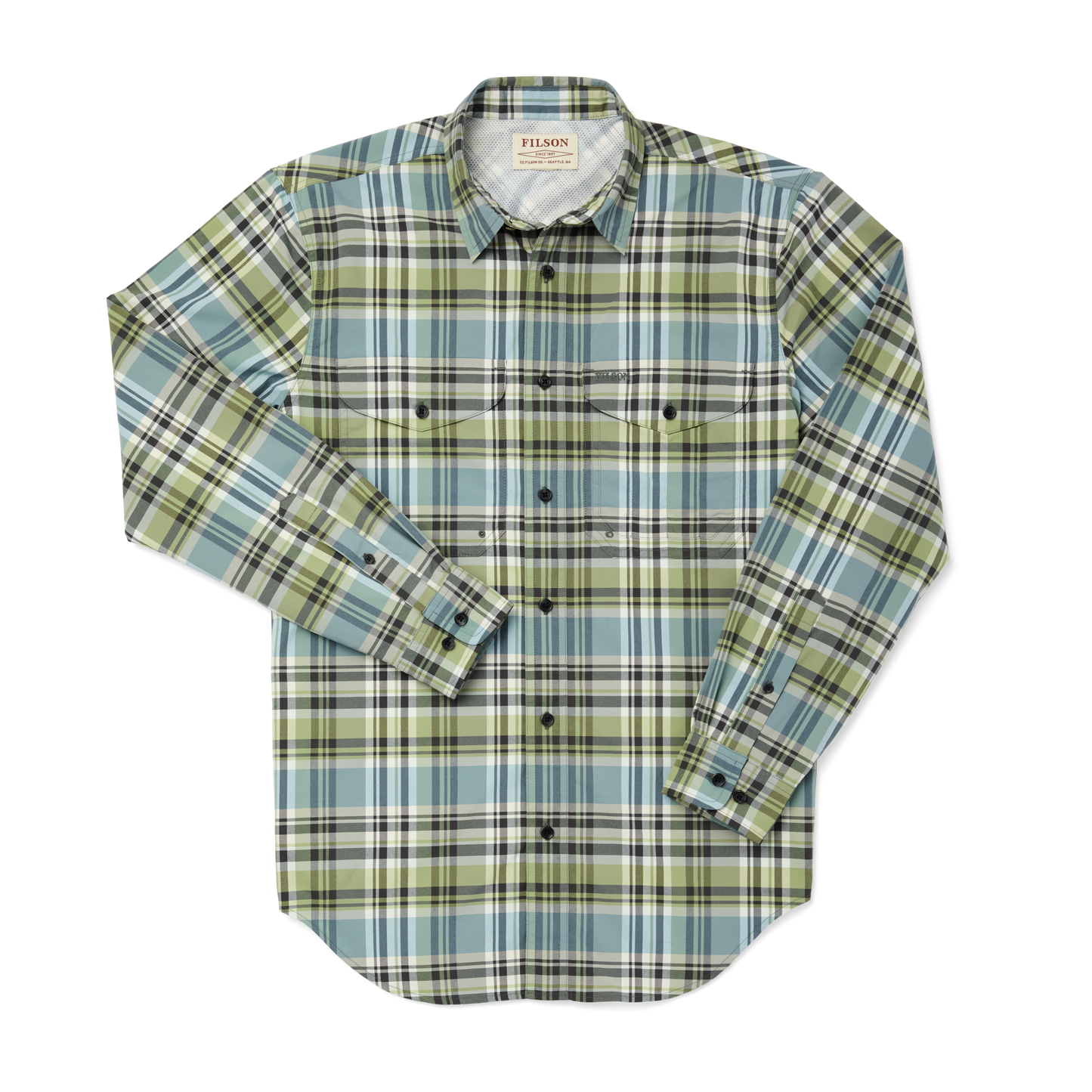 Front-facing image of the Filson Twin Lakes Sport Shirt - Cedar Green