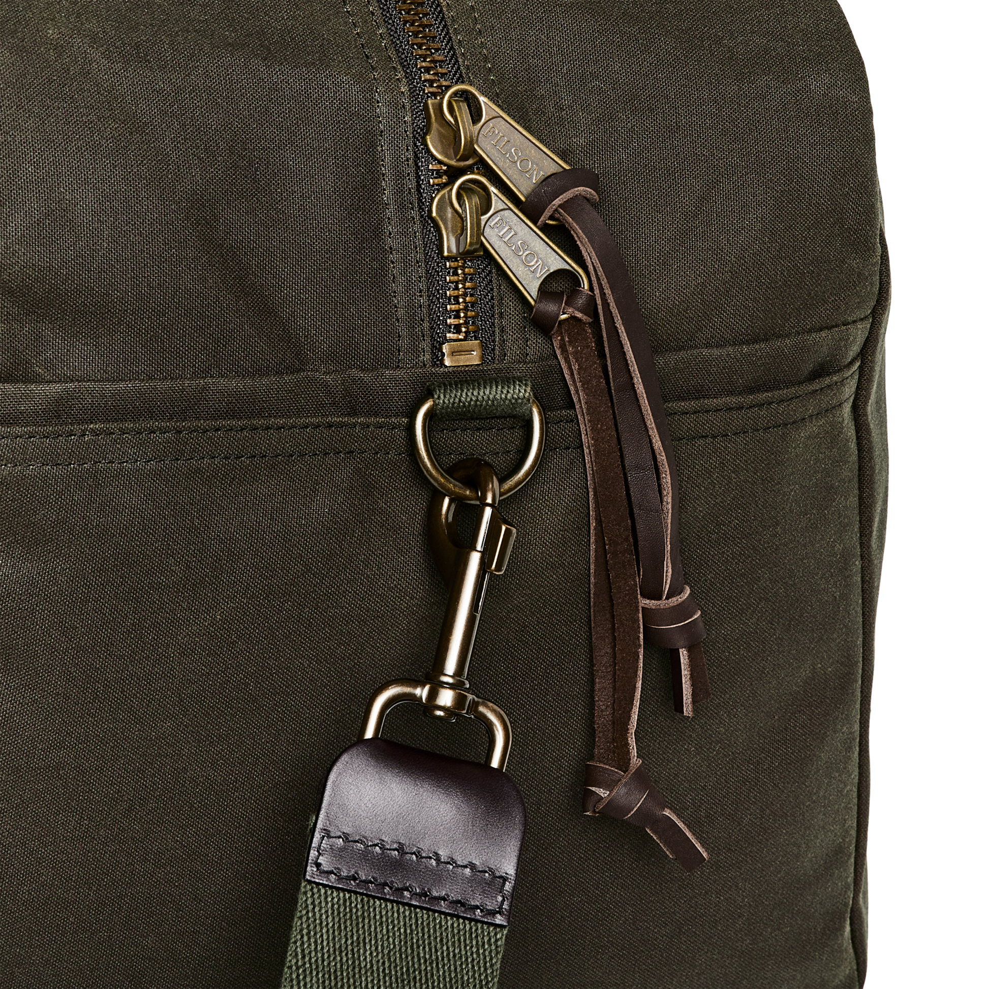 Alternate view of the Filson Medium Tin Cloth Duffle Bag - Otter Green