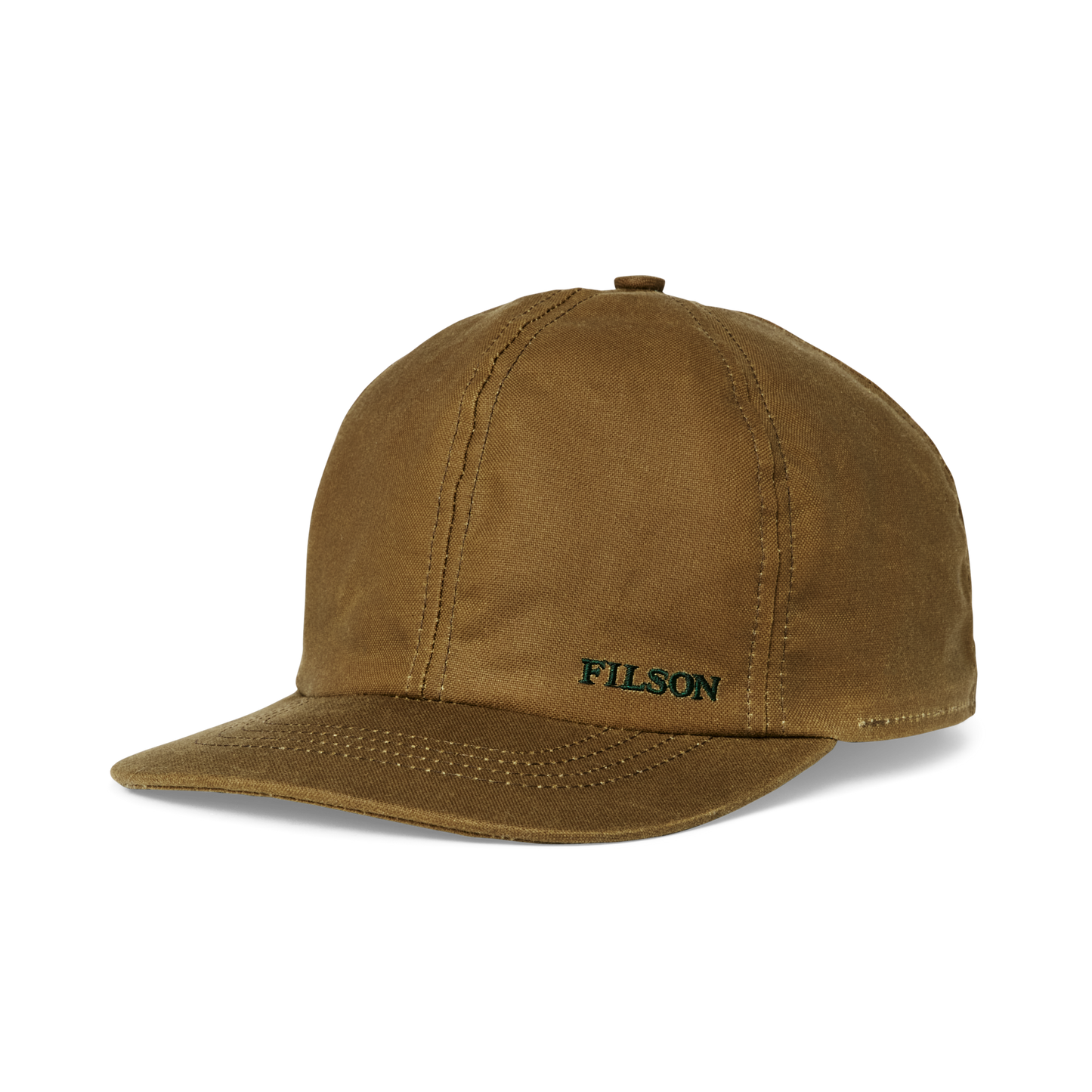 Front-facing image of the Filson Insulated Tin Cloth Cap - Dark Tan