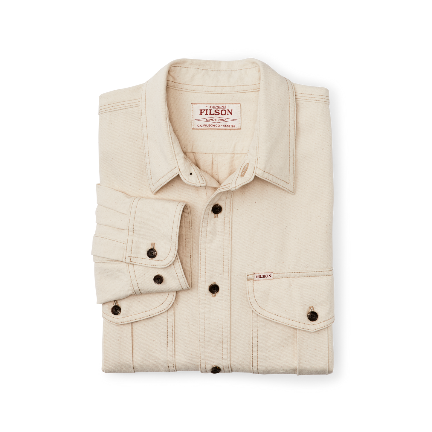 Alternate view of the Filson Natural Twill Guide Shirt - Natural Seed