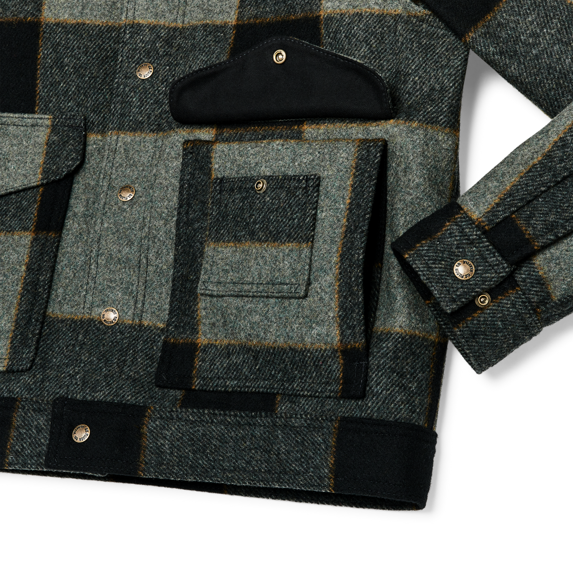 Alternate view of the Filson Mackinaw Wool Work Jacket - Graystone / Black Plaid