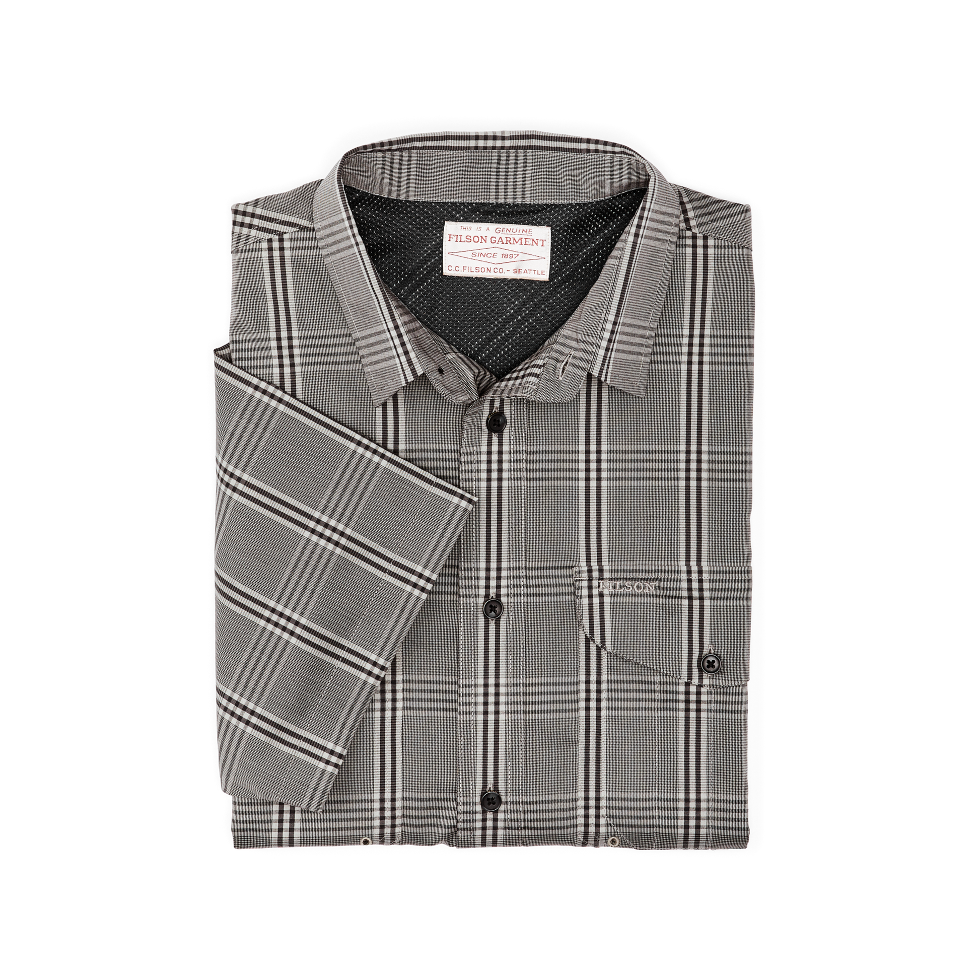 Alternate view of the Filson Twin Lakes Short Sleeve Sport Shirt - Gravel Gray Plaid