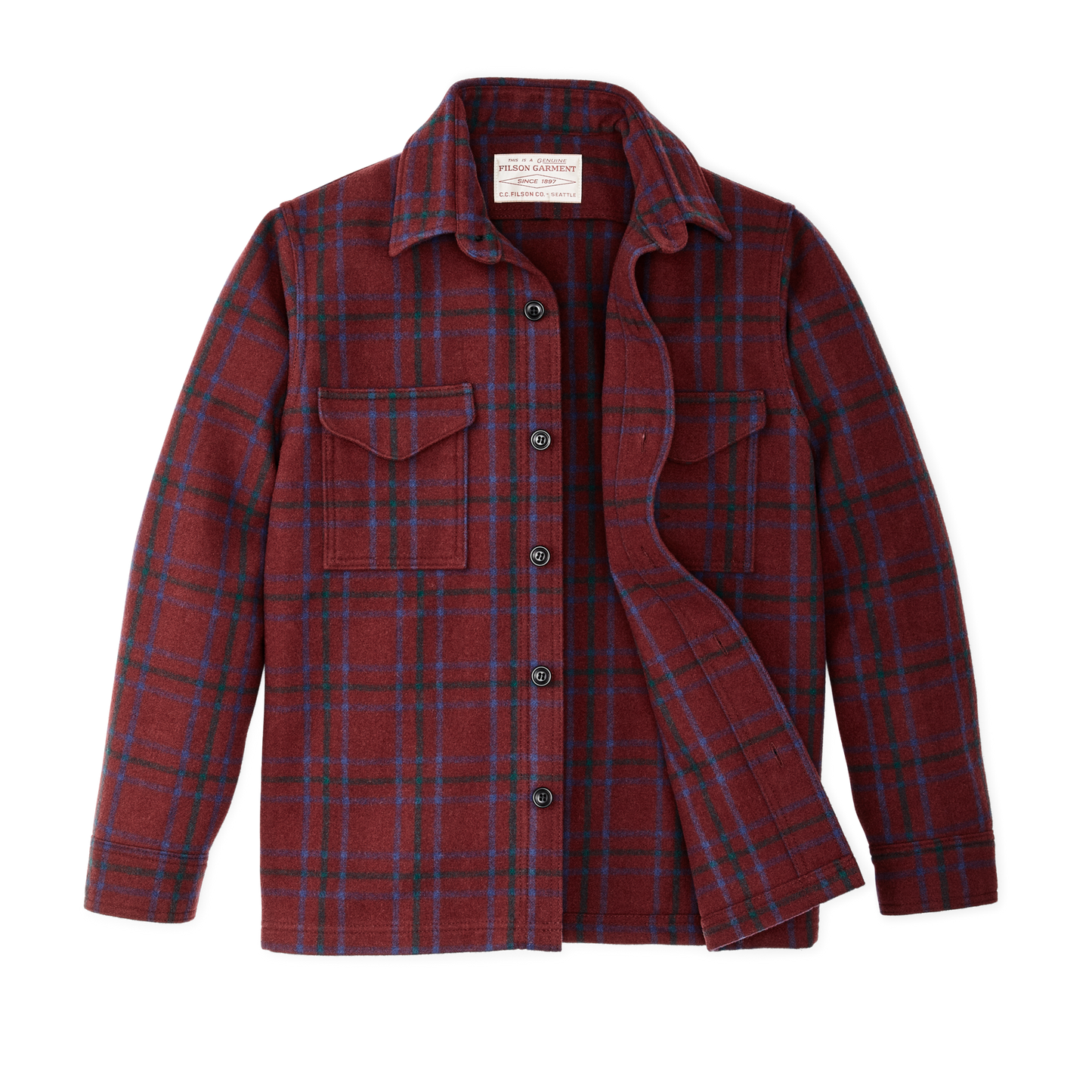 Alternate view of the Filson Seattle Wool Jac-shirt - Deep Red Blue Green