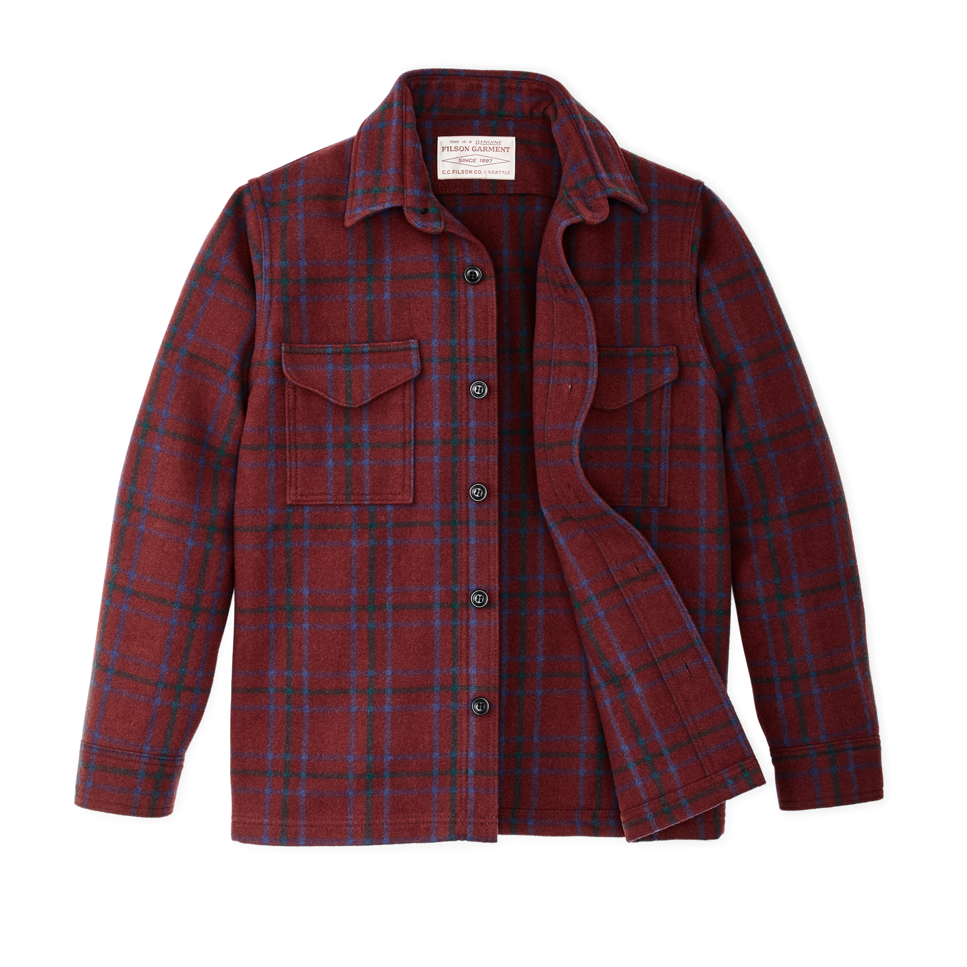 Alternate view of the Filson Seattle Wool Jac-shirt - Deep Red Blue Green