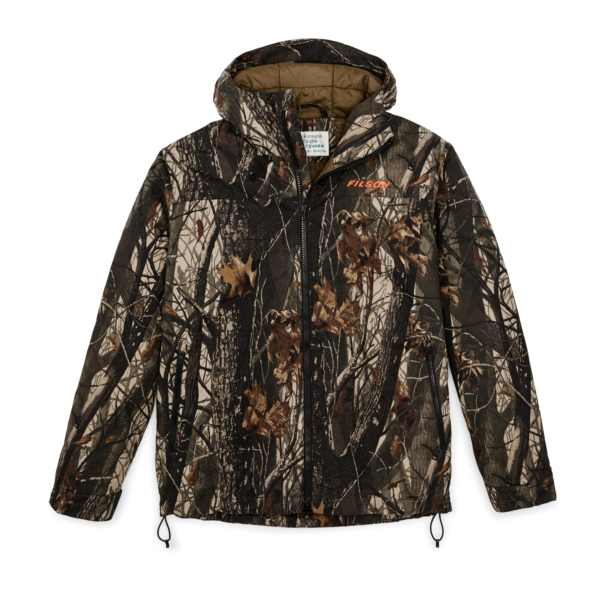 Front-facing image of the Filson Ranger Insulated Jacket - Realtree Hardwoods Camo