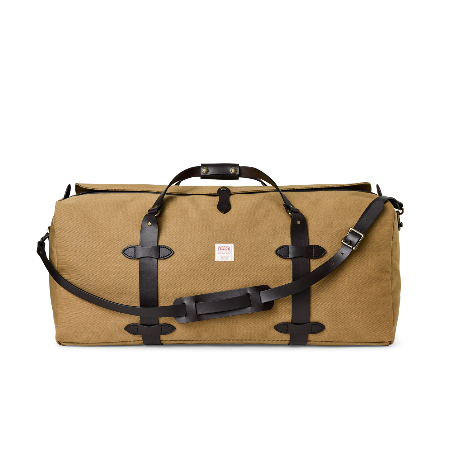 Front-facing image of the Filson Large Rugged Twill Duffle Bag - Tan