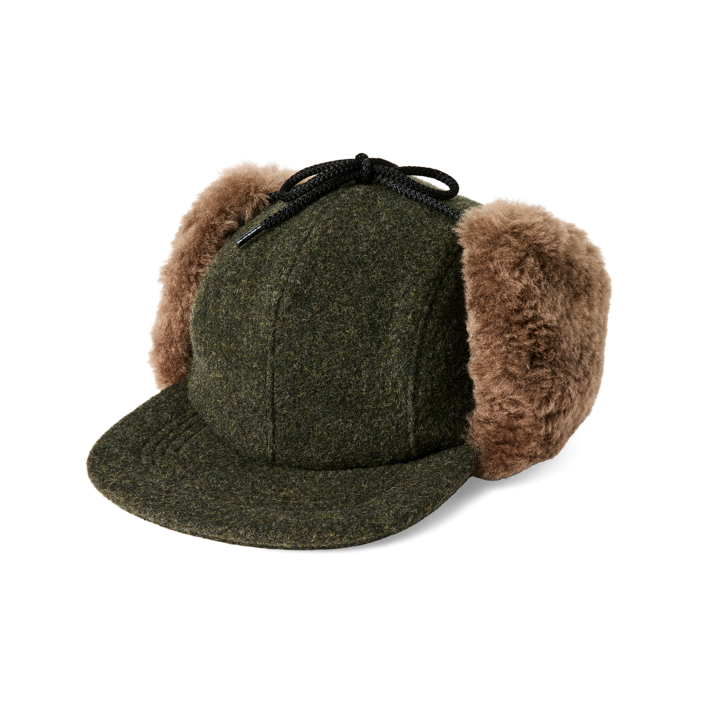 Front-facing image of the Filson Double Mackinaw Wool Cap - Forest Green / Acorn