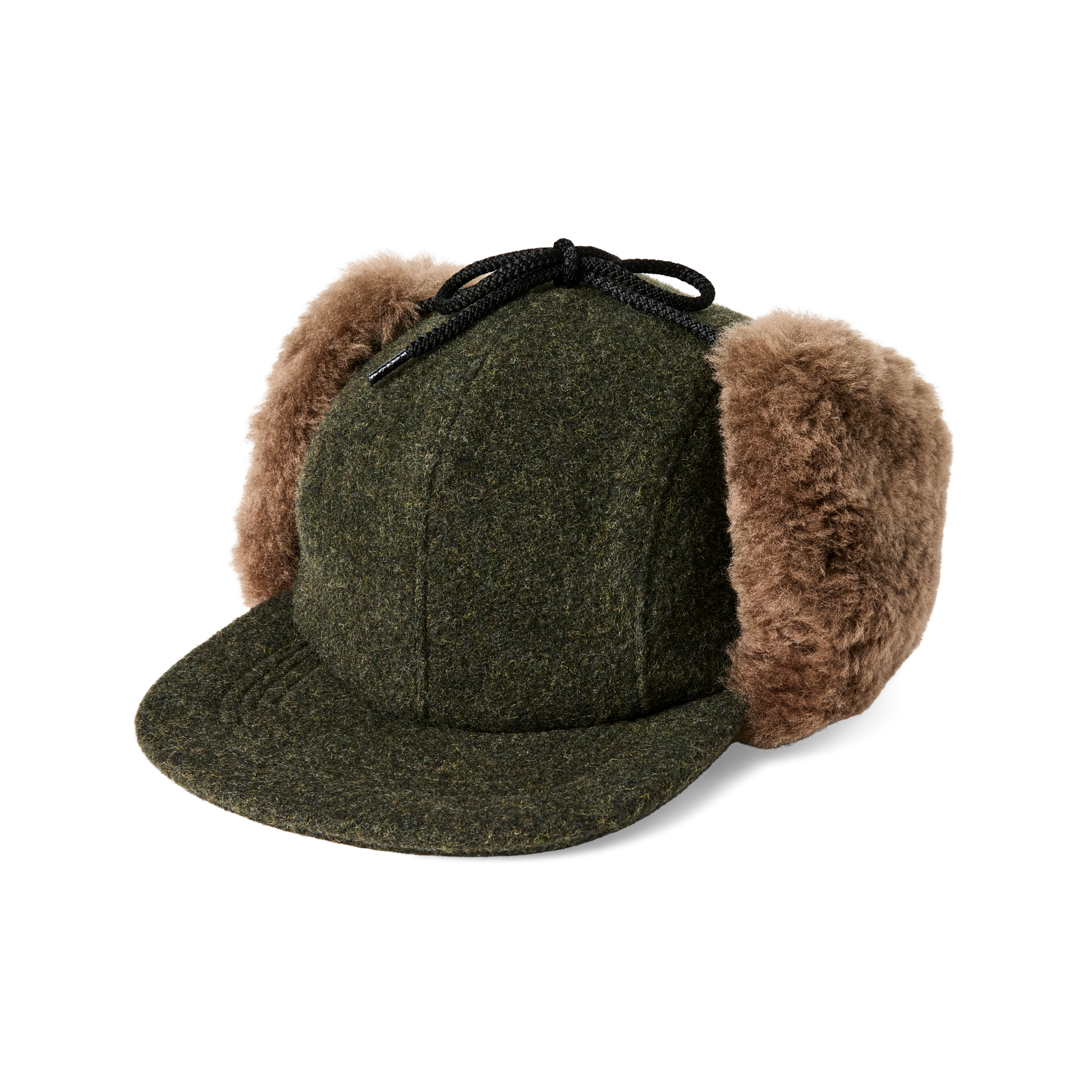 Front-facing image of the Filson Double Mackinaw Wool Cap - Forest Green / Acorn