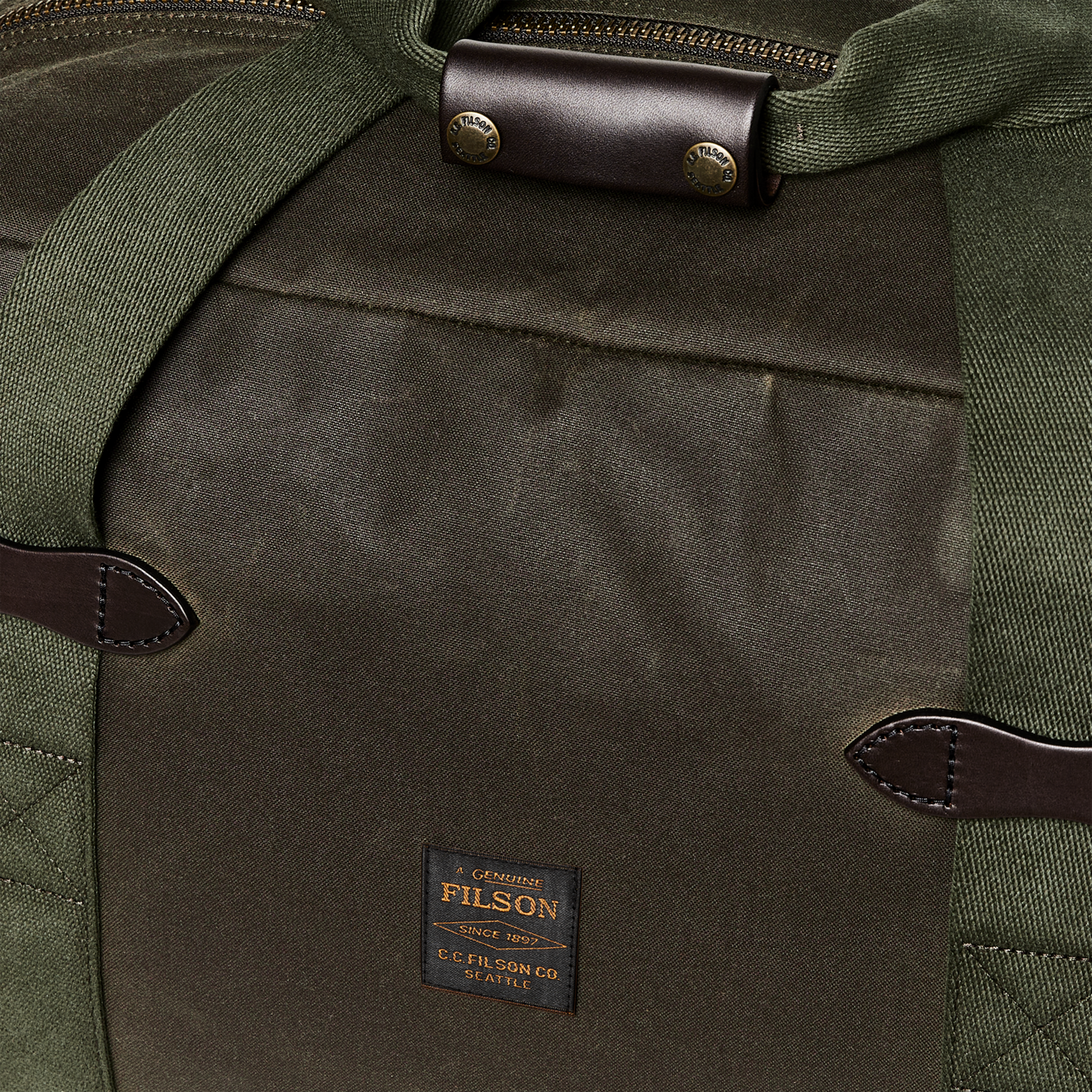 Alternate view of the Filson Medium Tin Cloth Duffle Bag - Otter Green