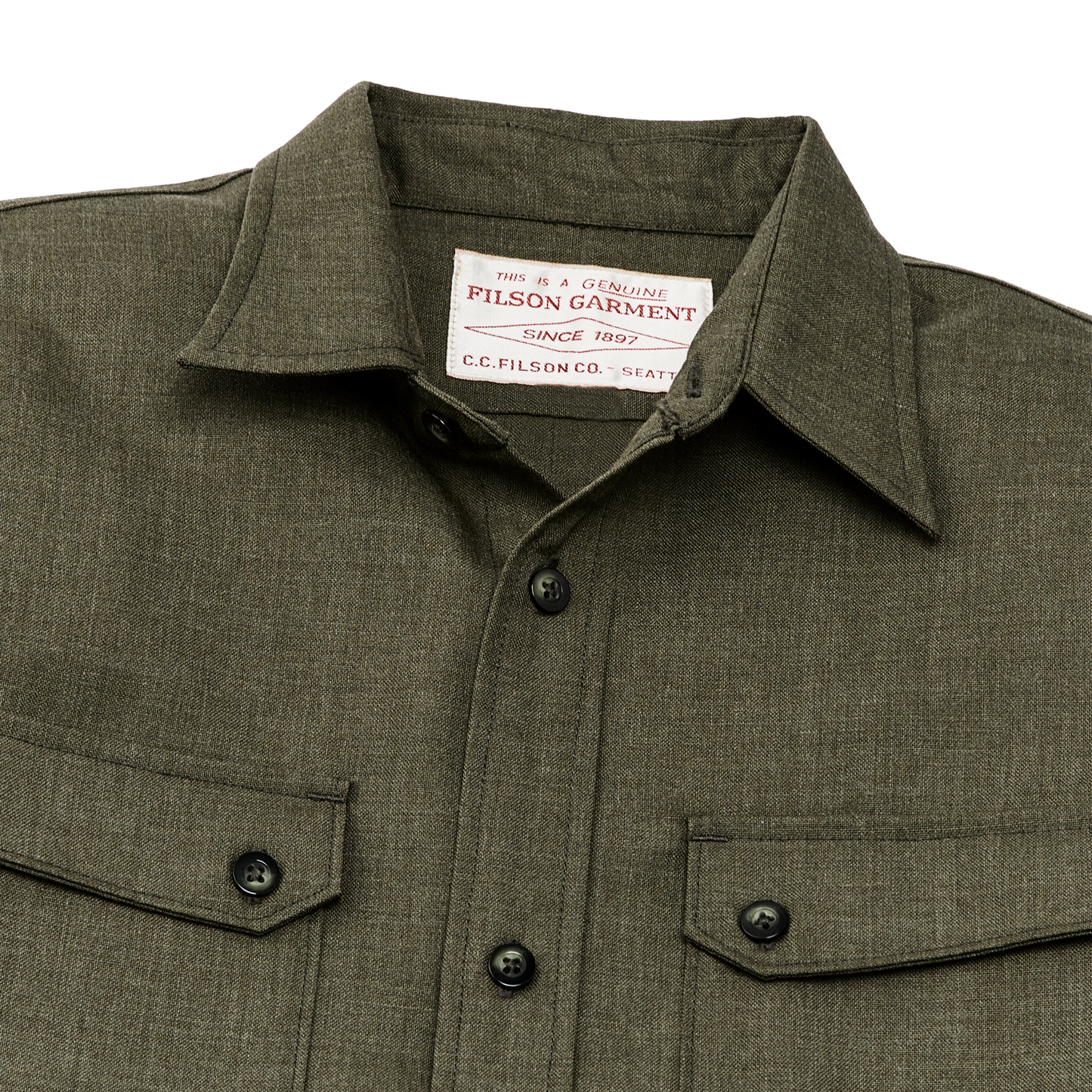 Alternate view of the Filson Worsted Wool Guide Shirt - Forest Green Heather