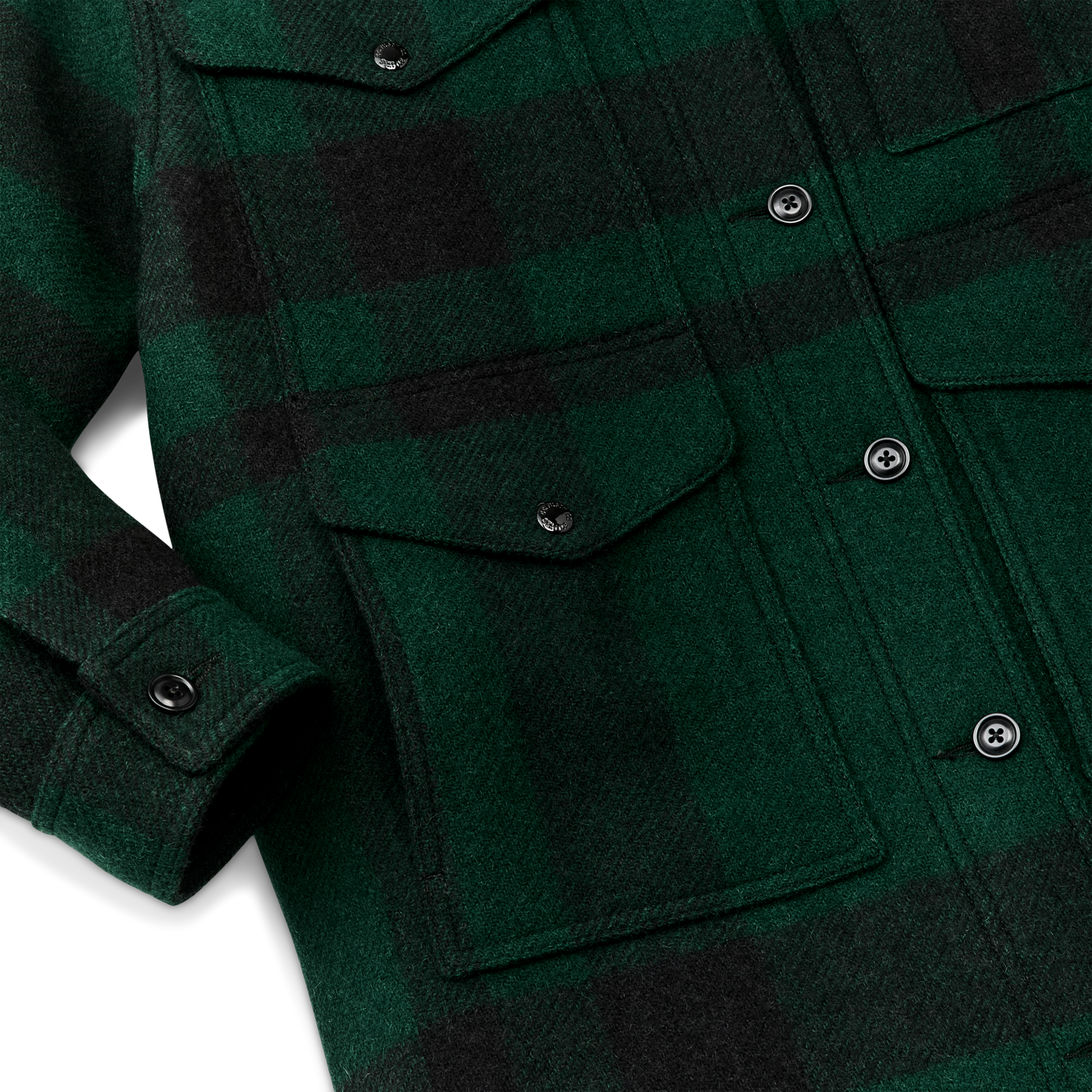 Alternate view of the Filson Women's Wool Long Cruiser Coat - Otter Green / Black Plaid