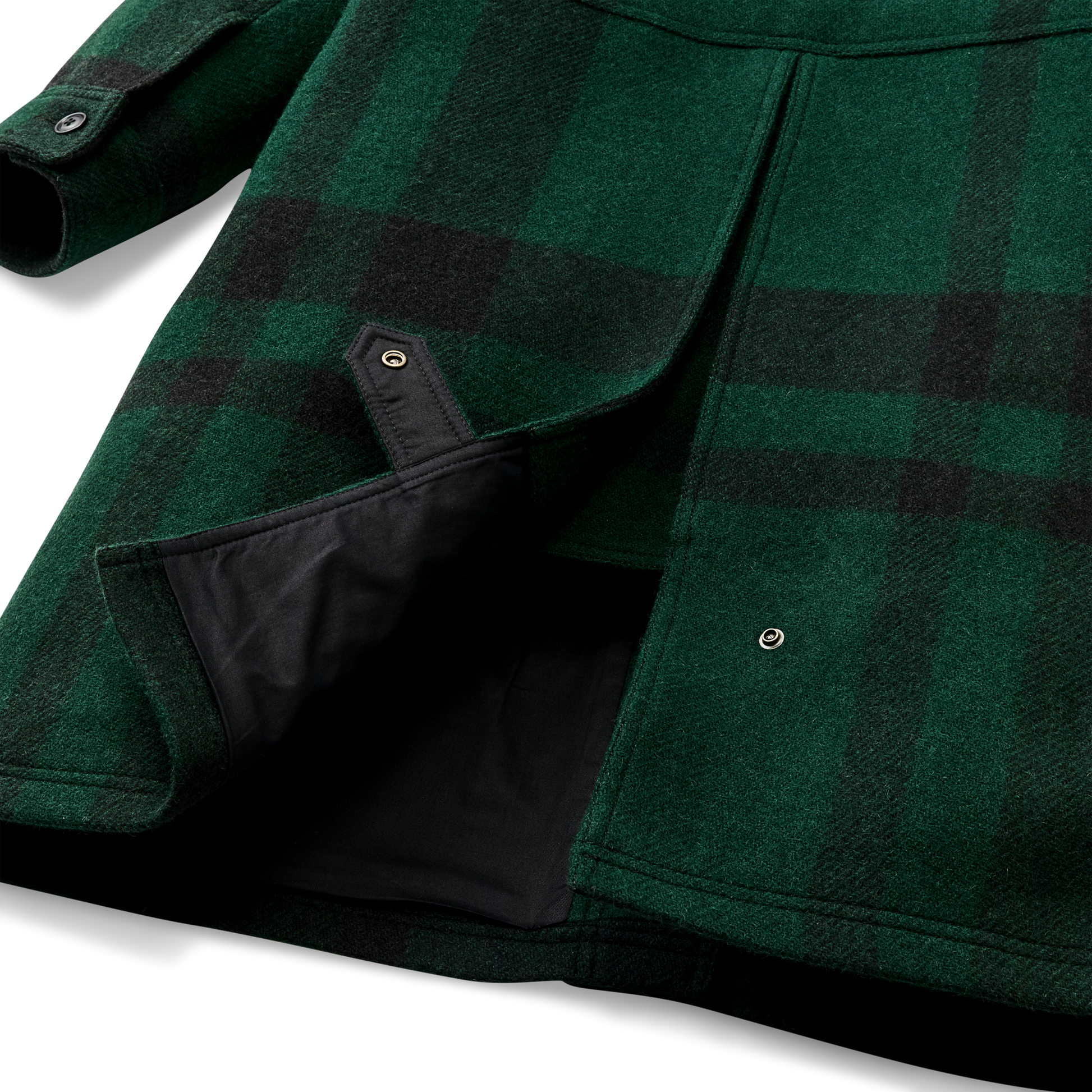 Alternate view of the Filson Women's Wool Long Cruiser Coat - Otter Green / Black Plaid