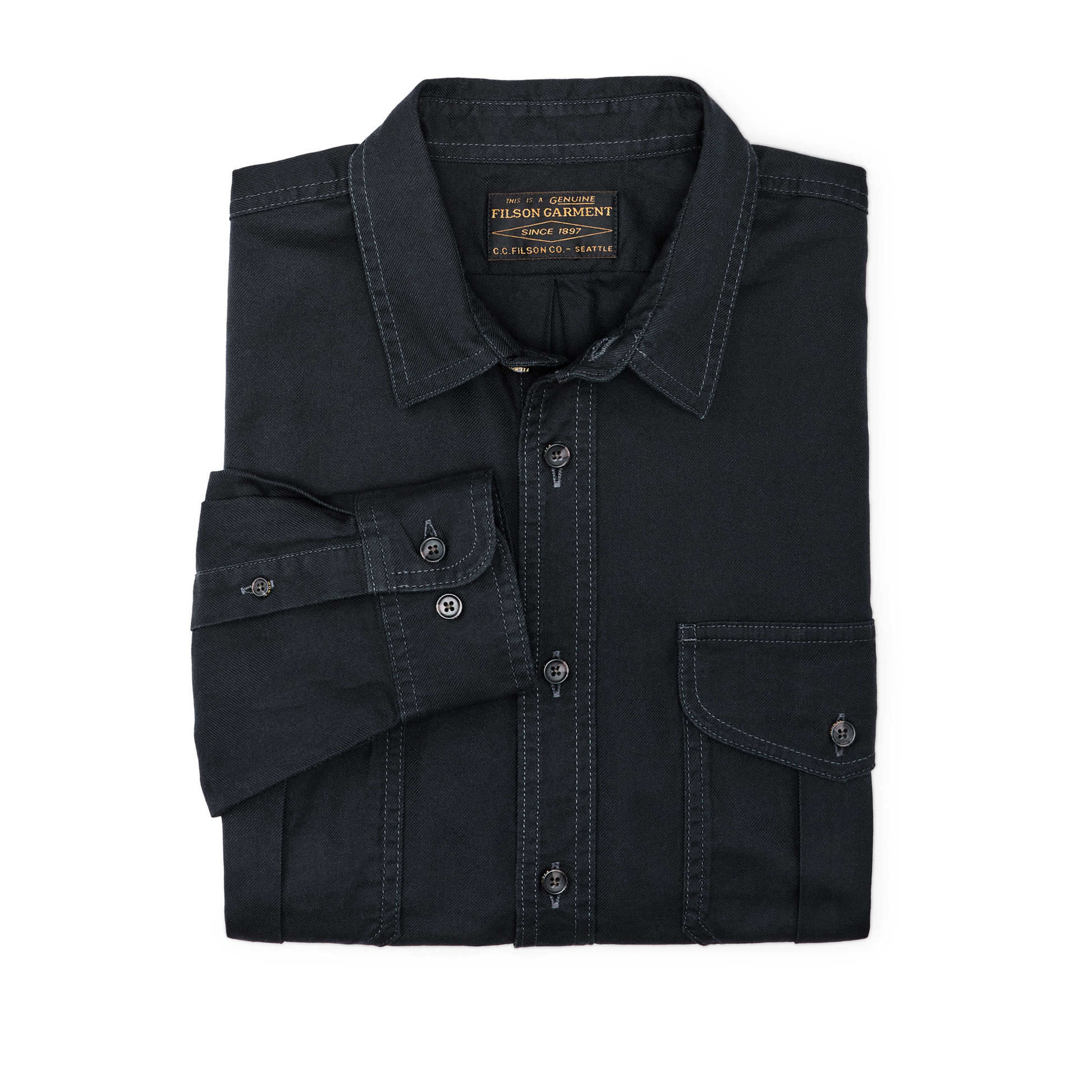 Alternate view of the Filson Lightweight Alaskan Guide Shirt - Midnight Navy