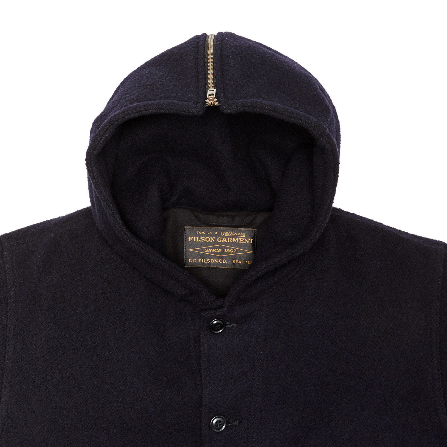 Alternate view of the Filson Mackinaw Wool Hooded Cruiser Jacket - Dark Navy