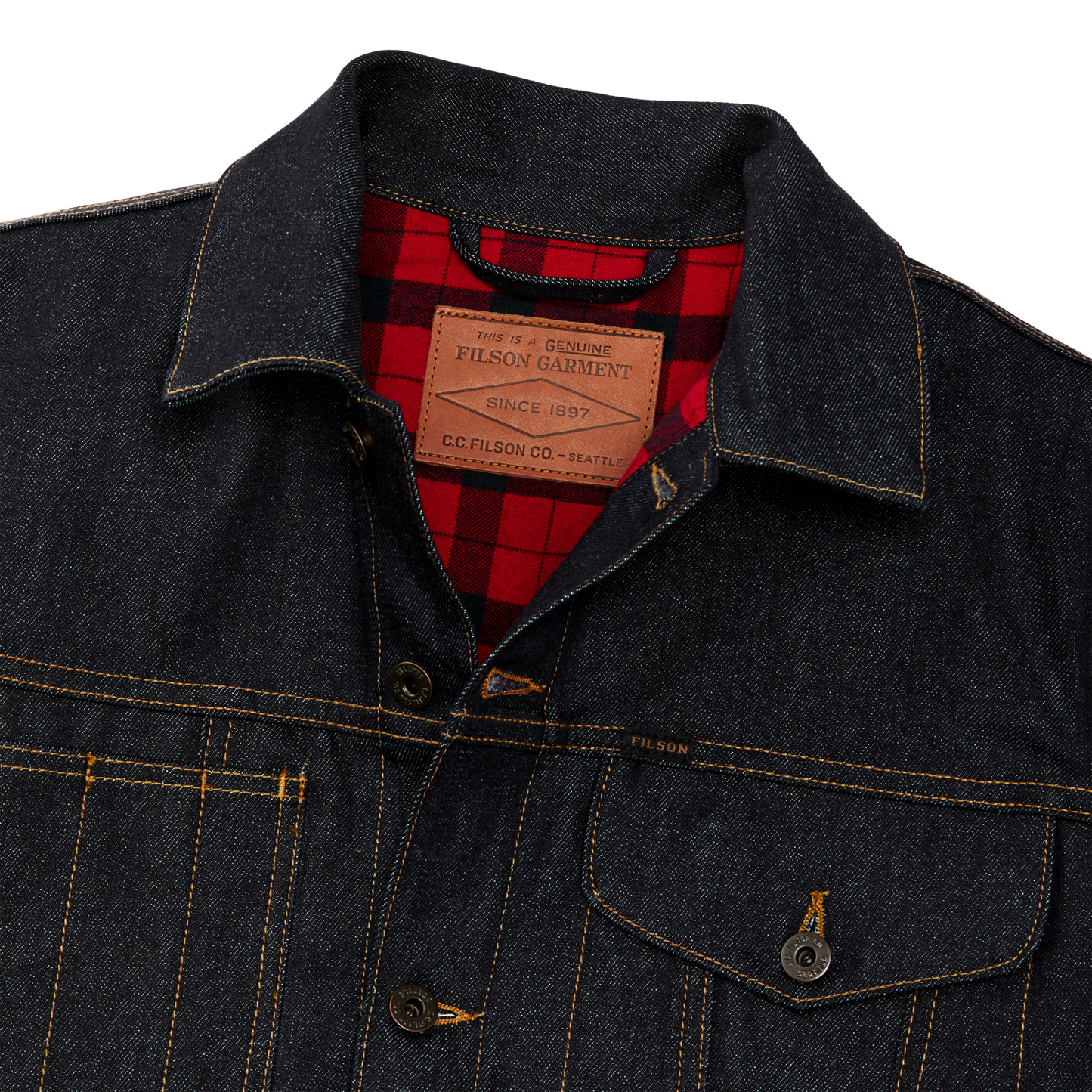 Alternate view of the Filson Lined Denim Short Cruiser Jacket - Raw Indigo