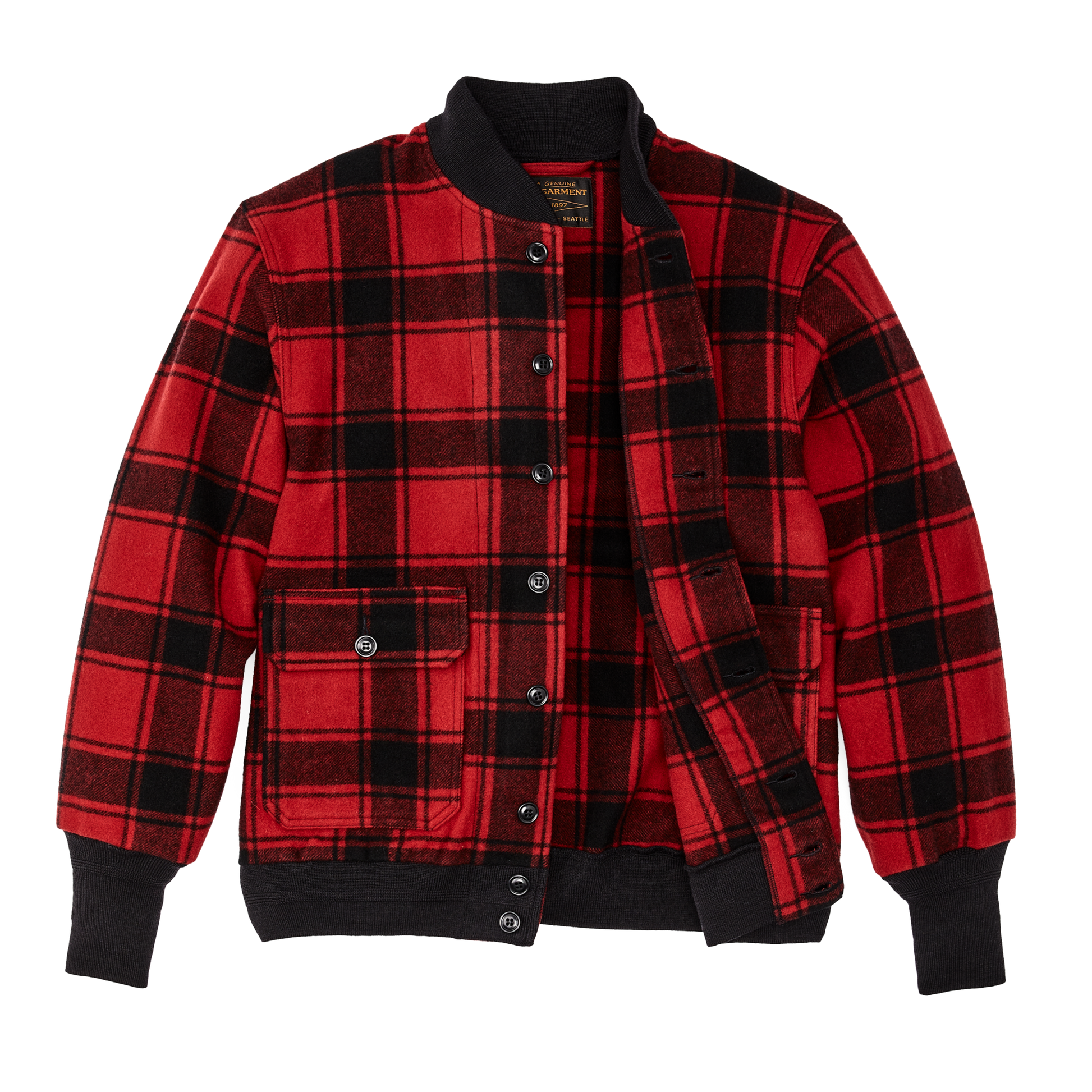 Alternate view of the Filson Ccc Wool Bomber - Red Black Plaid