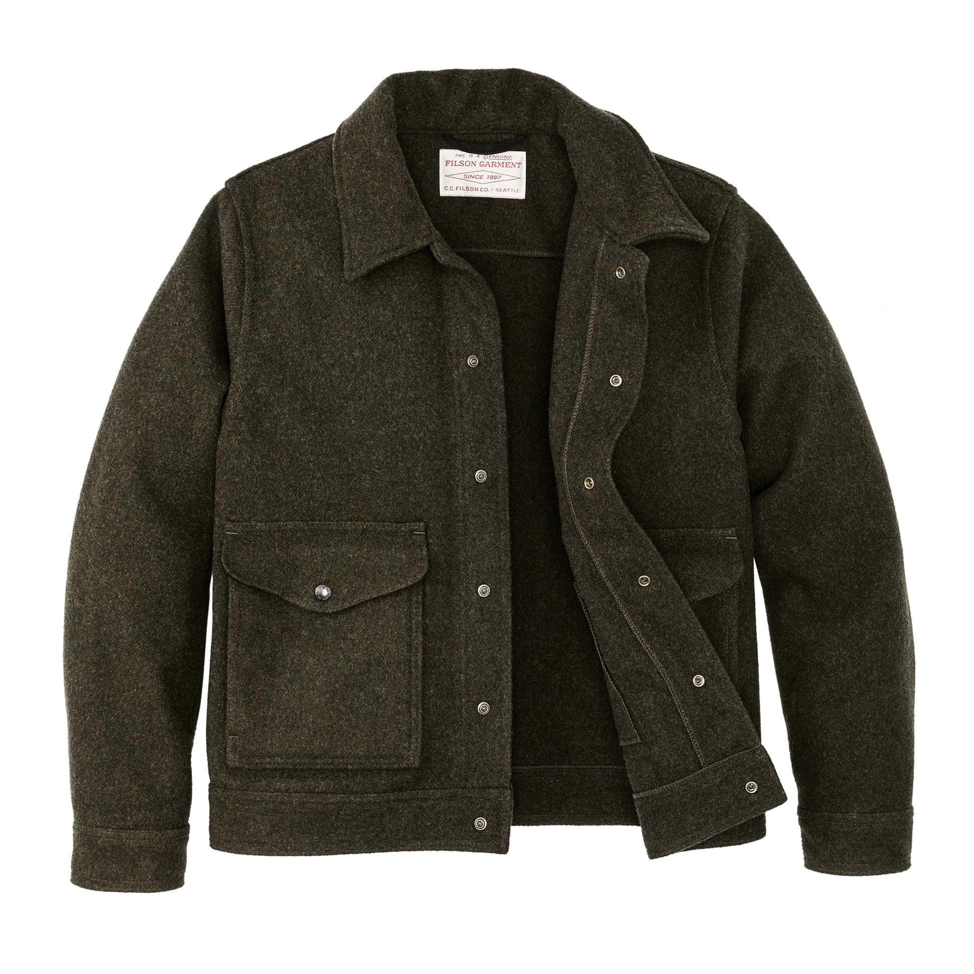 Alternate view of the Filson Mackinaw Wool Work Jacket - Forest Green