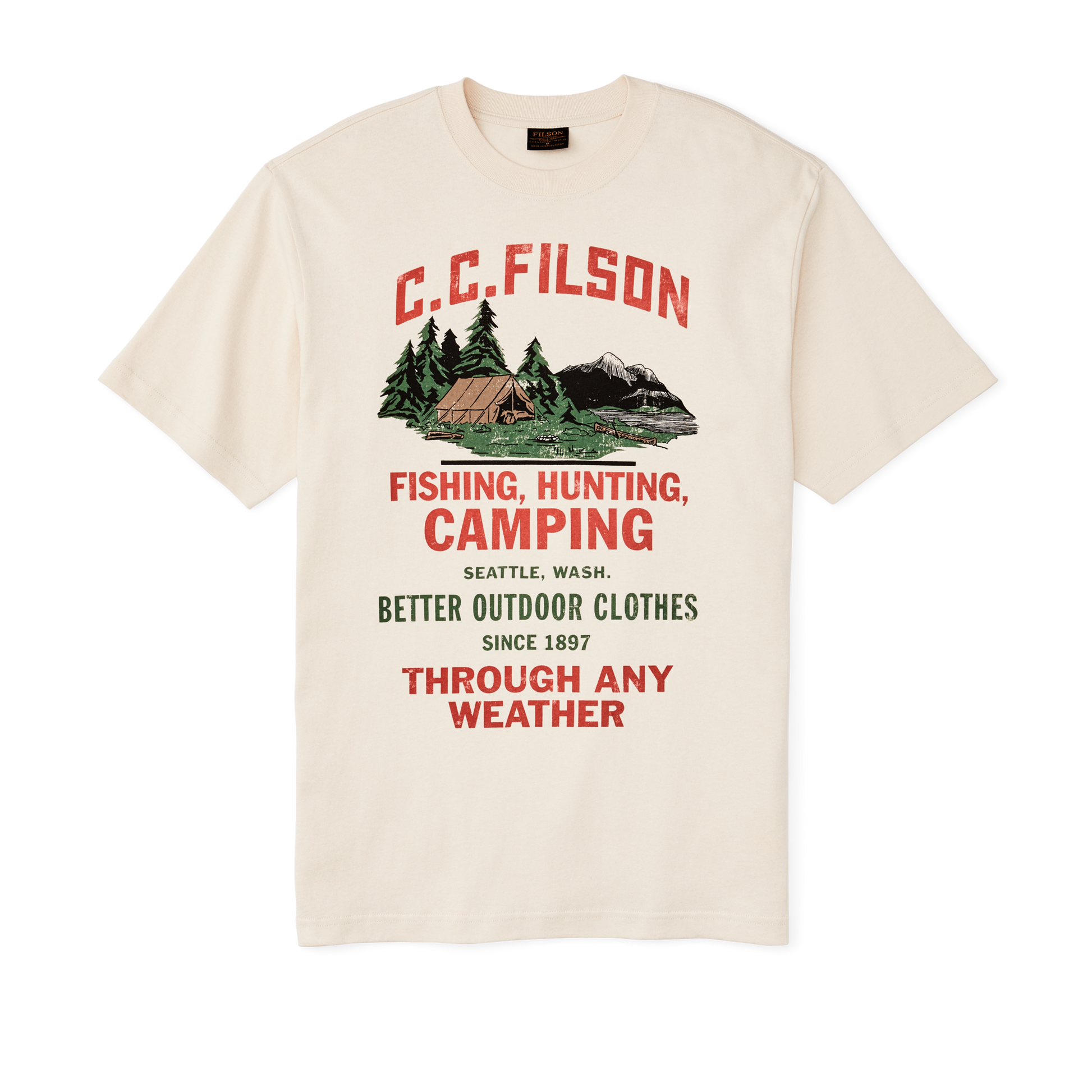 Front-facing image of the Filson Frontier Graphic T-shirt - Birch / Camping