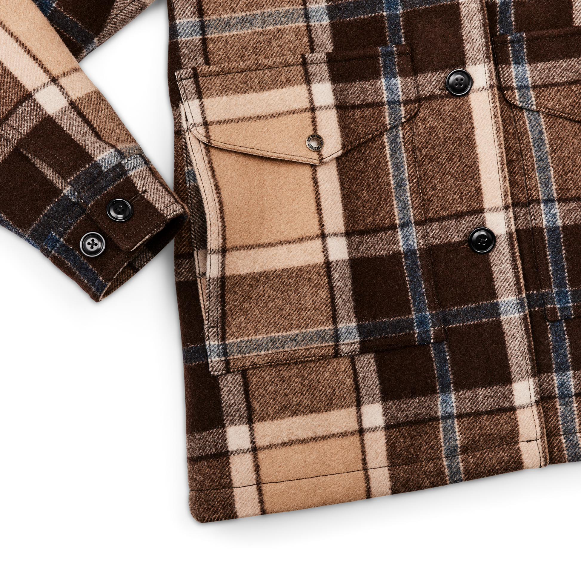 Alternate view of the Filson Women's Lined Wool Packer Coat - Cream / Brown / Multi Plaid