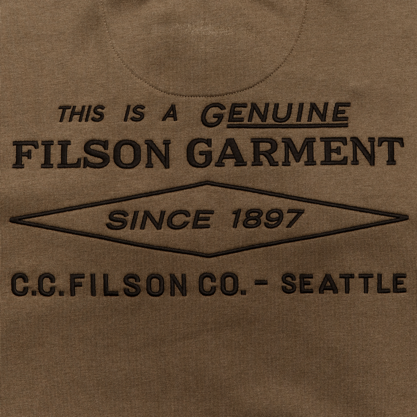 Alternate view of the Filson Prospector Embroidered Hoodie - Dark Tan Diamond