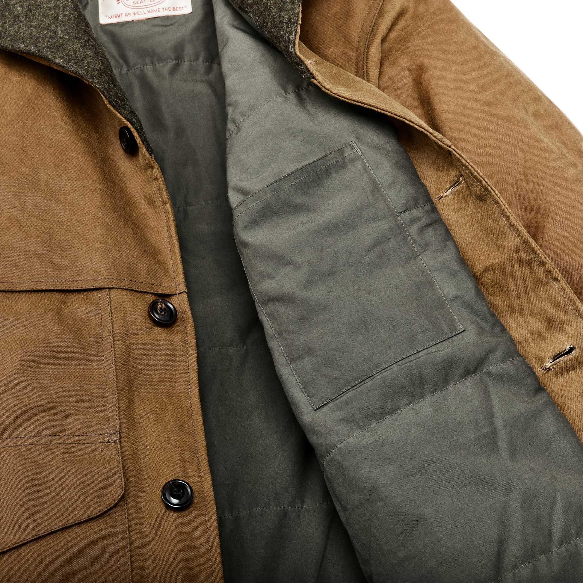 Alternate view of the Filson Tin Cloth Insulated Packer Coat - Dark Tan