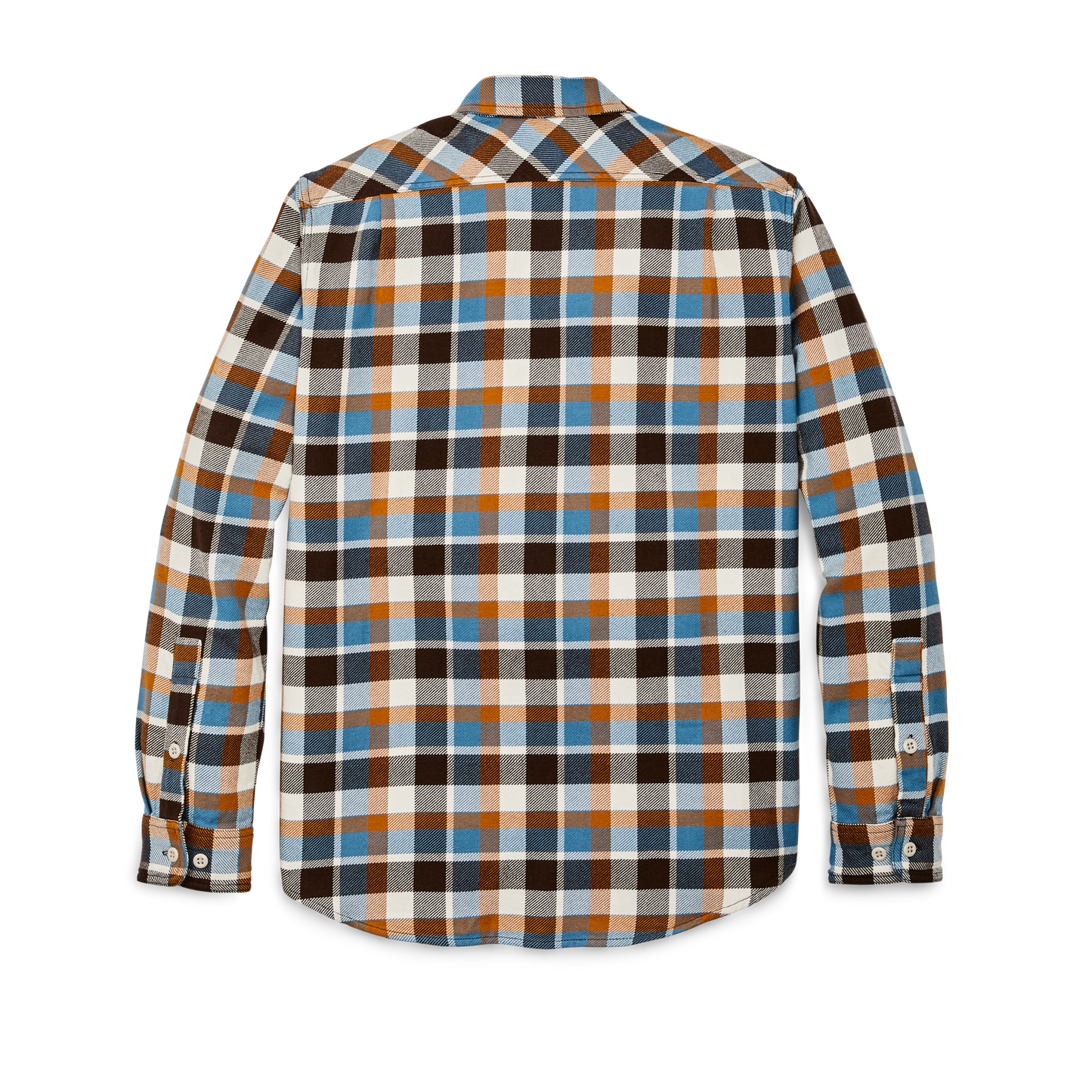 Alternate view of the Filson Vintage Flannel Work Shirt - Brown / Cream / Ochre / Blue Plaid