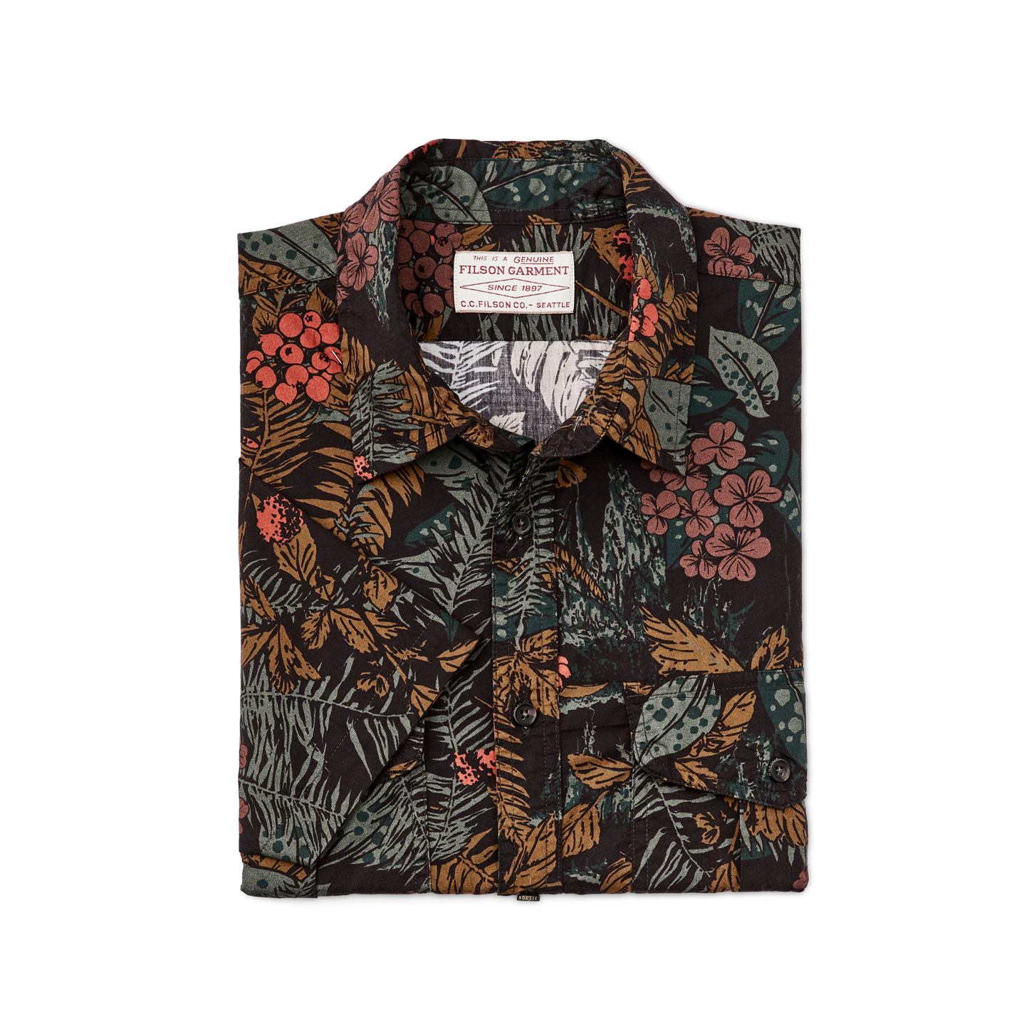 Alternate view of the Filson Filson's Washed Short Sleeve Feather Cloth Shirt - Northwest Rainforest