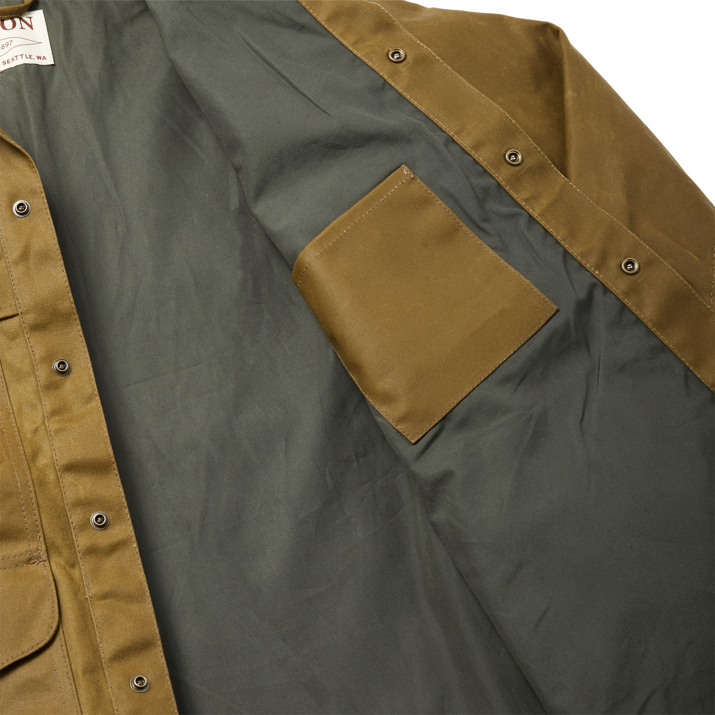 Alternate view of the Filson Lined Tin Cloth Cruiser Jacket - Dark Tan