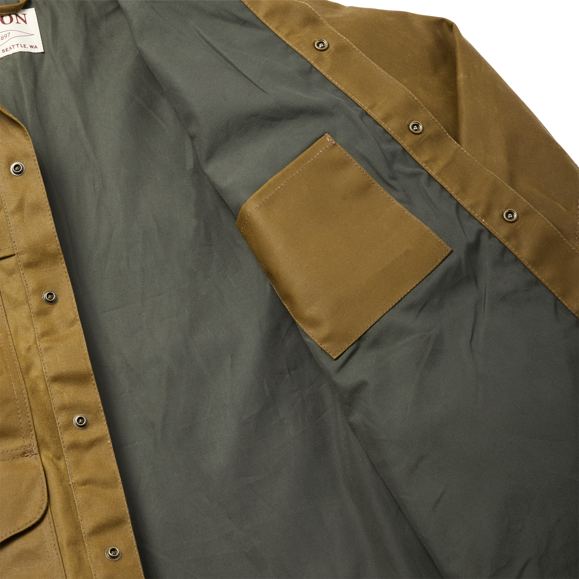 Alternate view of the Filson Lined Tin Cloth Cruiser Jacket - Dark Tan