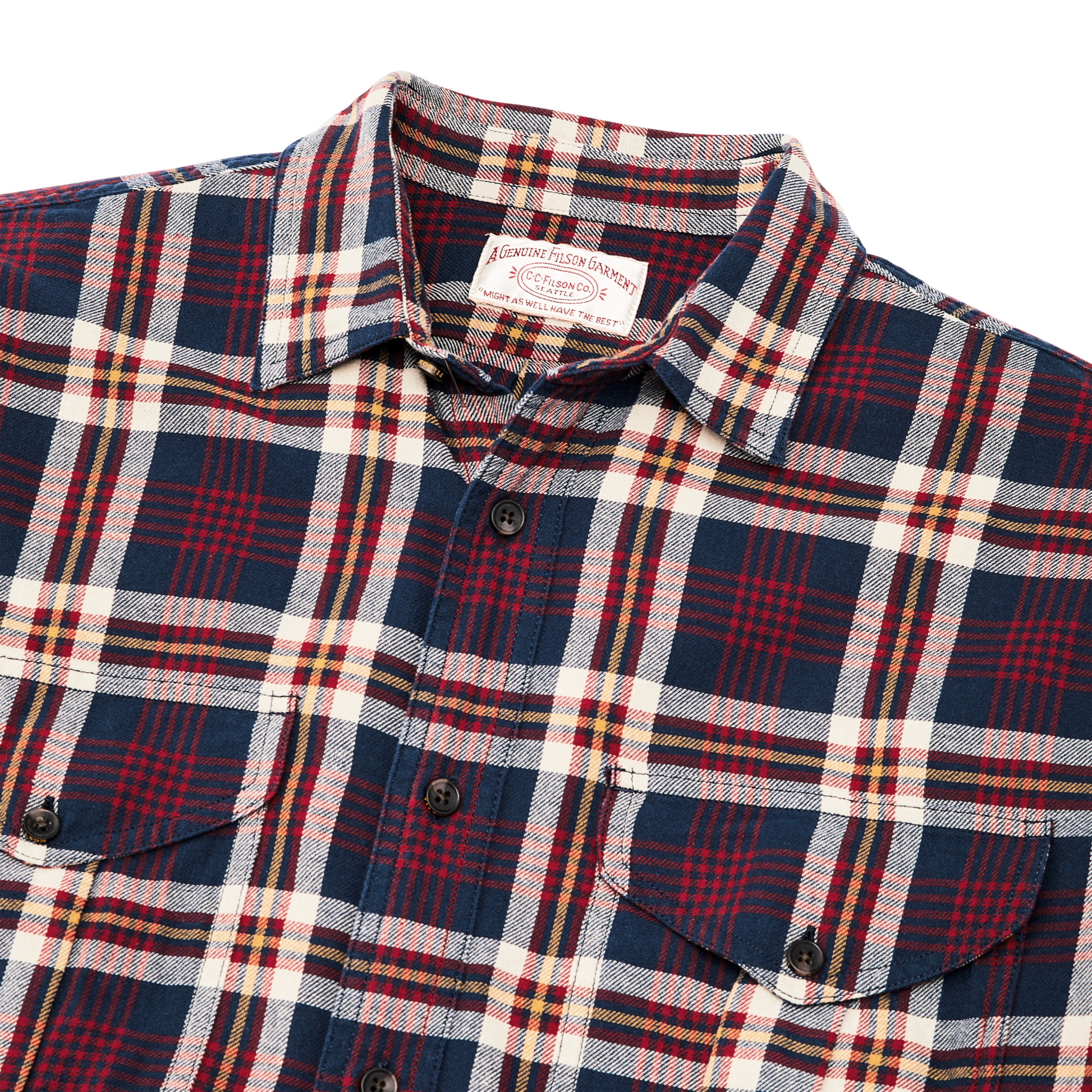 Alternate view of the Filson Lightweight Alaskan Guide Shirt - Navy / Red / White Plaid